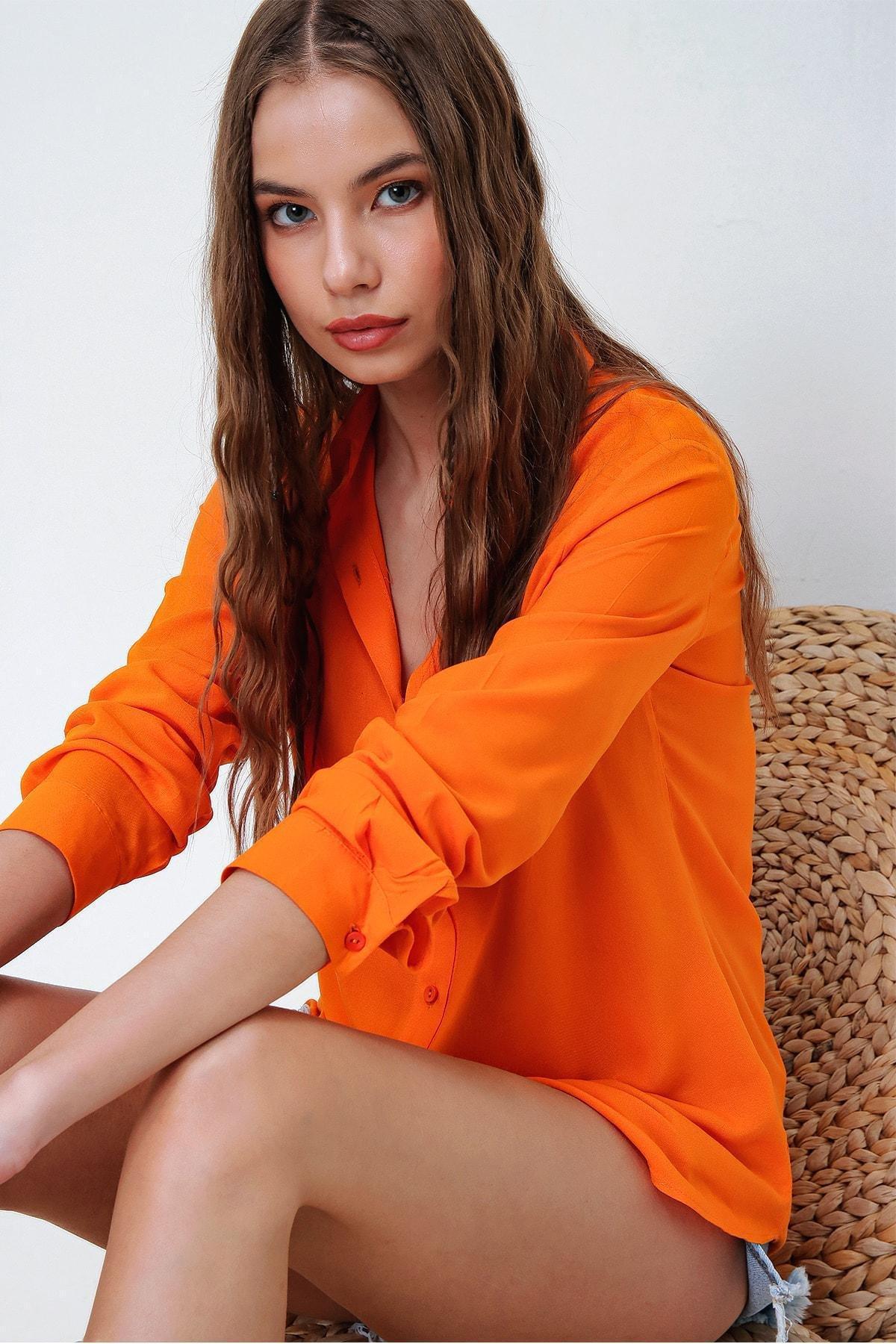 Orange Cotton Shirt, , large image number 1
