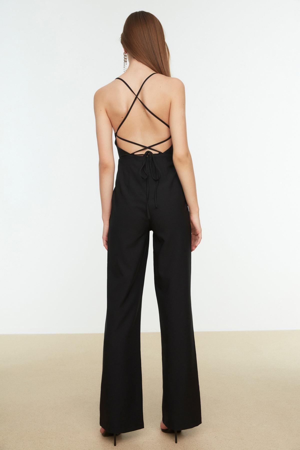 Black Square Collar Jumpsuit, , large image number 4