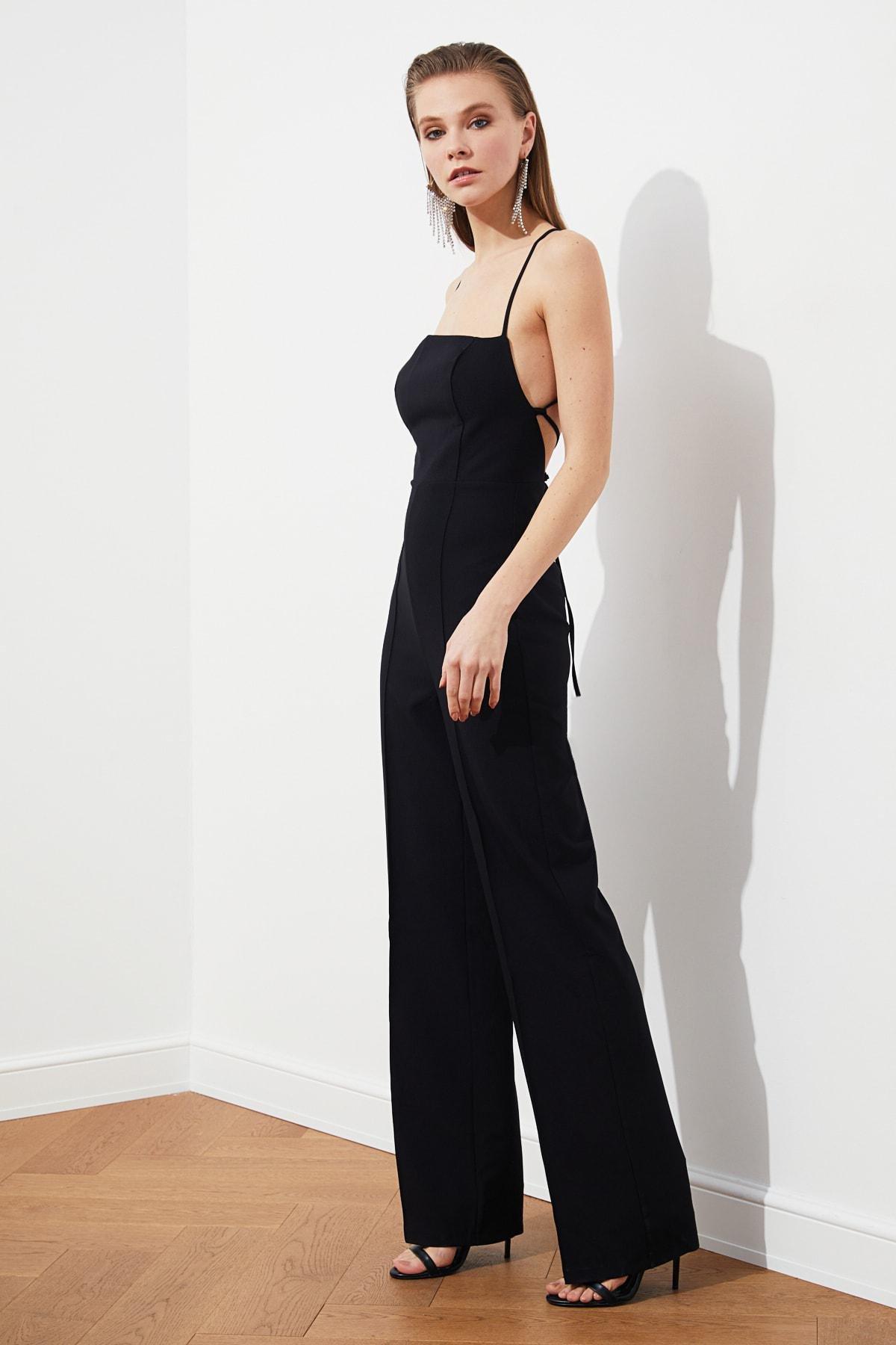 Black Square Collar Jumpsuit, , large image number 6