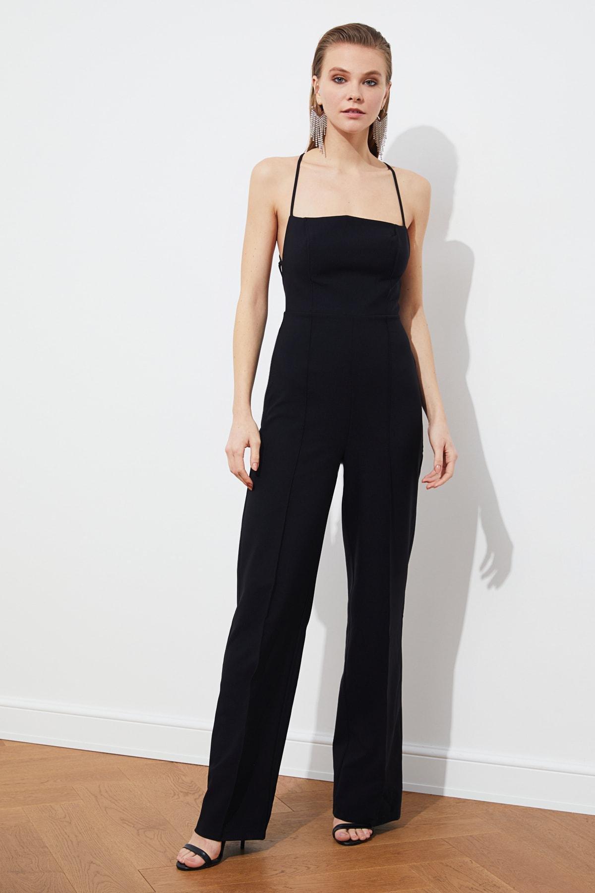 Black Square Collar Jumpsuit, , large image number 7