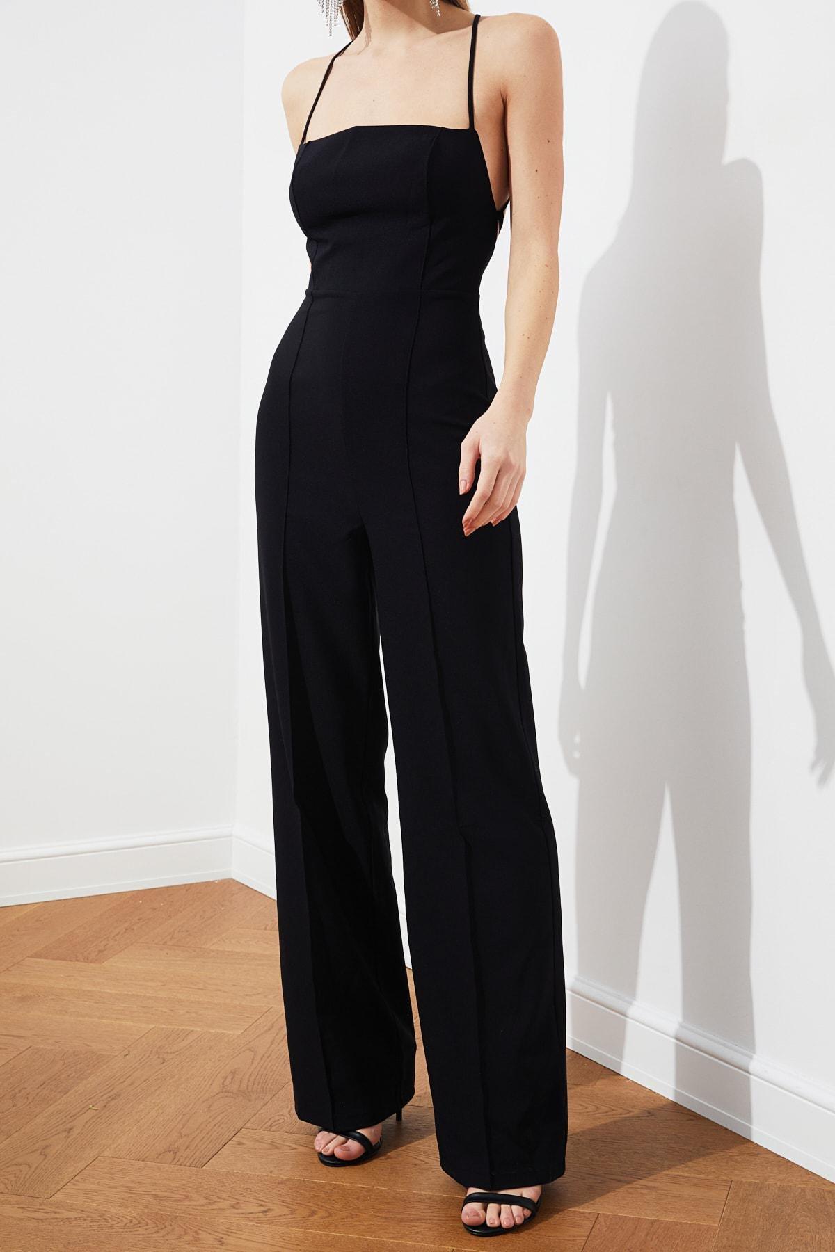 Black Square Collar Jumpsuit, , large image number 8