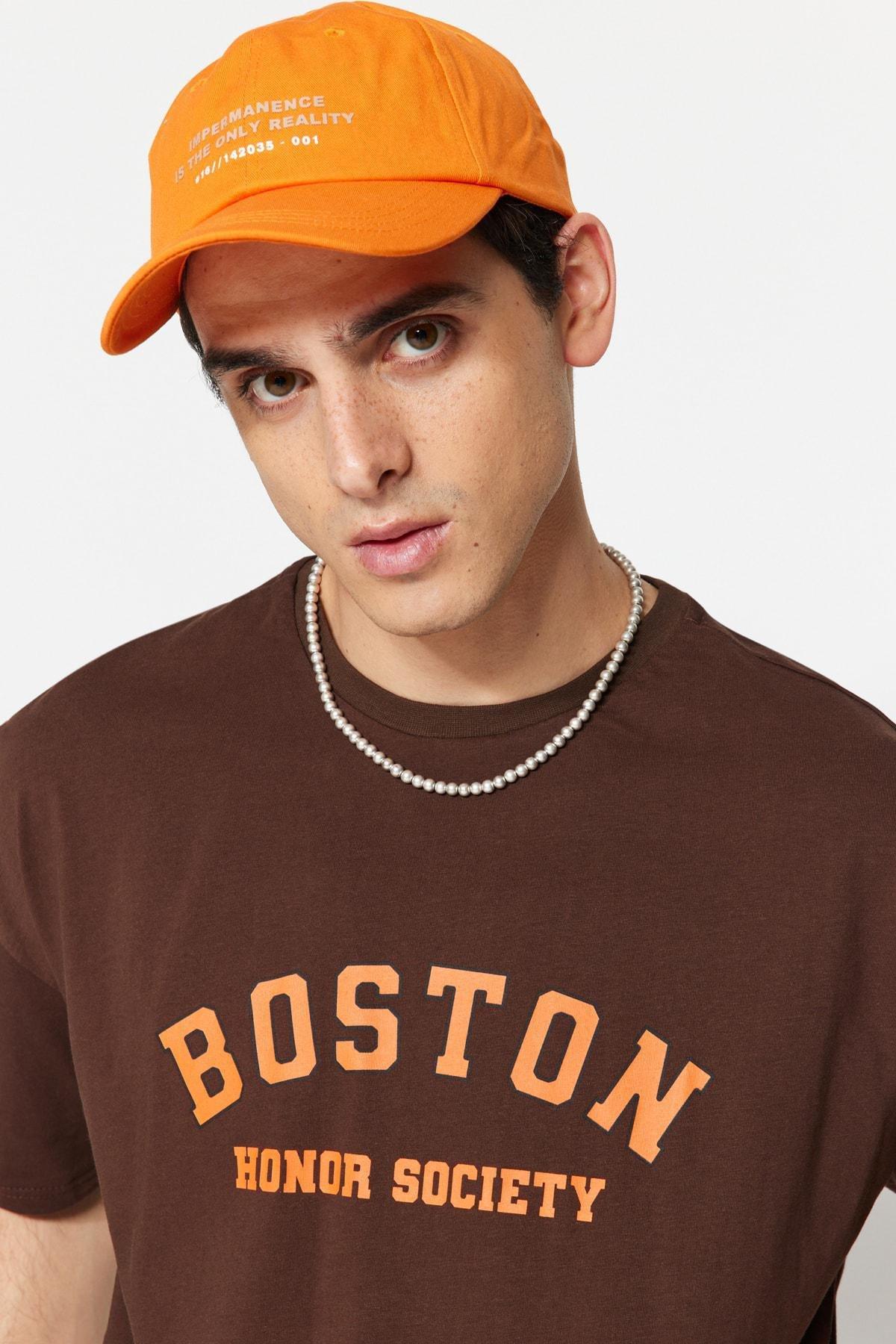 Brown Printed Oversize T-Shirt, , large image number 0