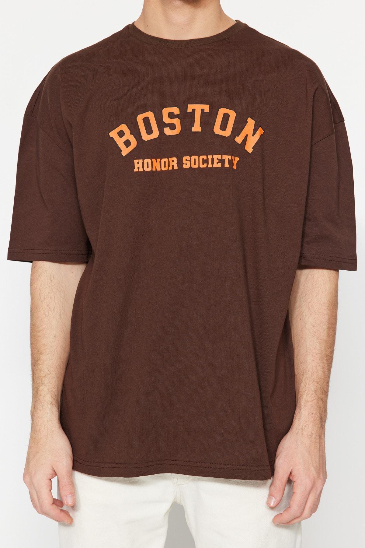 Brown Printed Oversize T-Shirt, , large image number 2