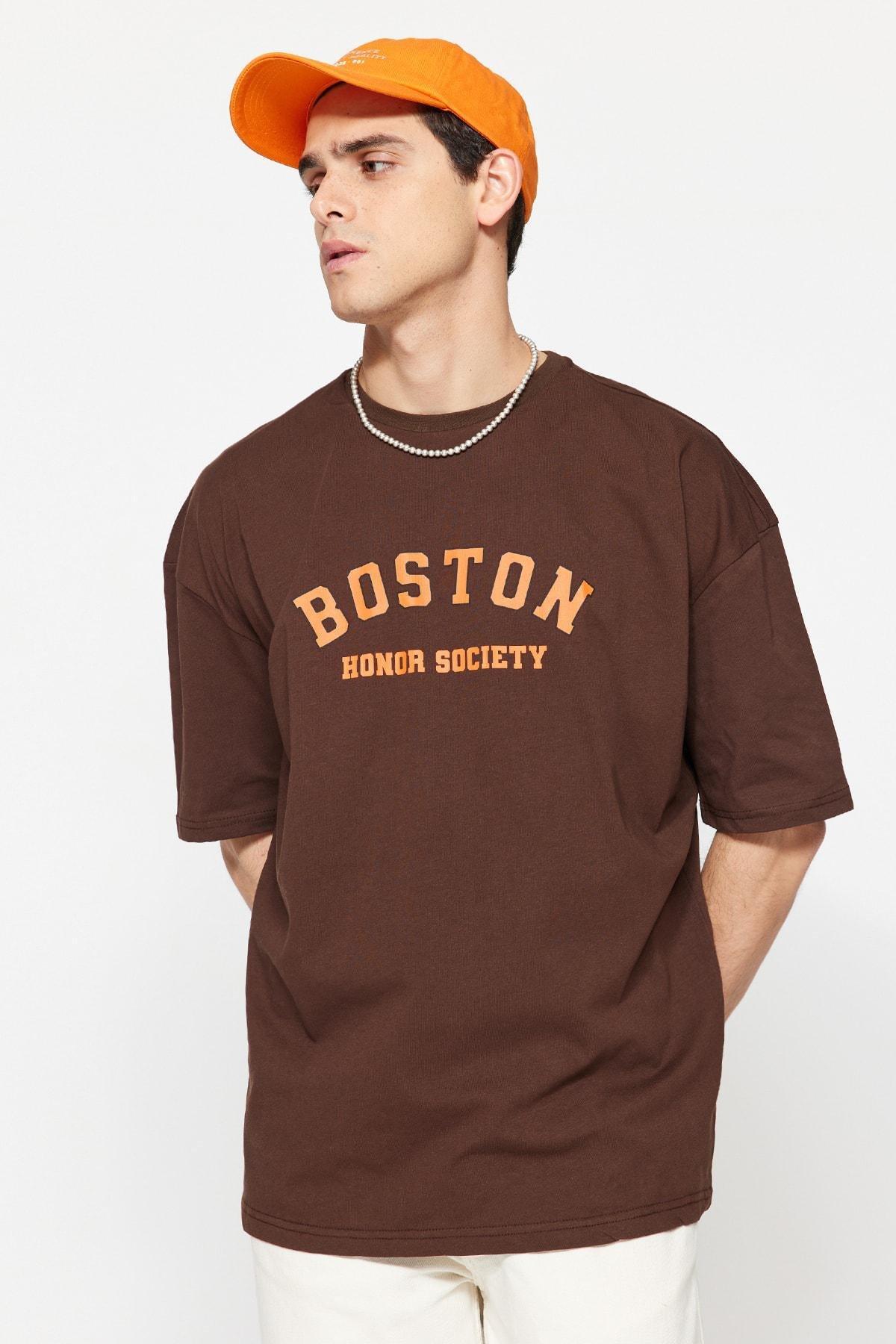 Brown Printed Oversize T-Shirt, , large image number 3