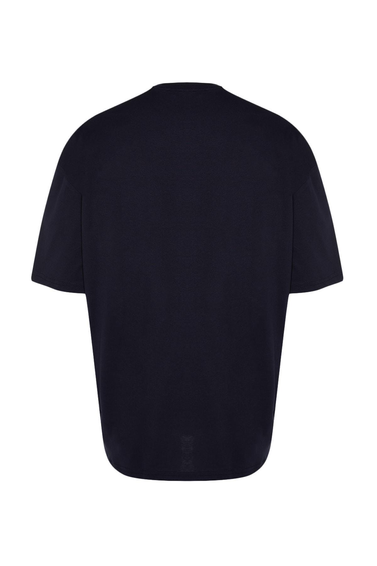 Navy Oversize Printed T-Shirt, , large image number 7