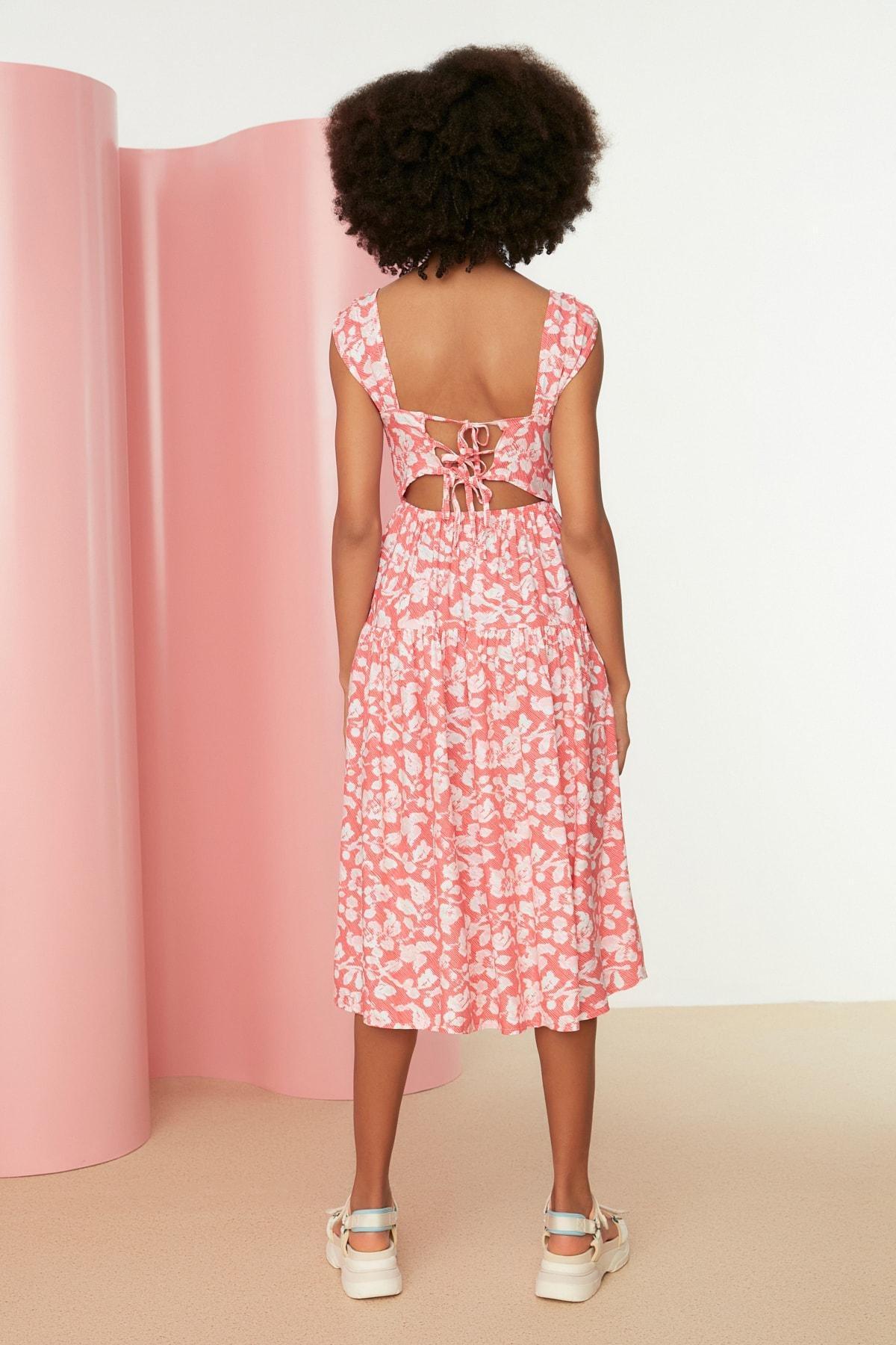 Red Floral Skater Dress, , large image number 4