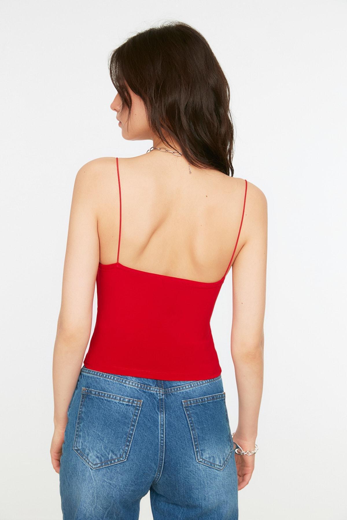 Red Slim Cowl Neck Blouse, , large image number 4