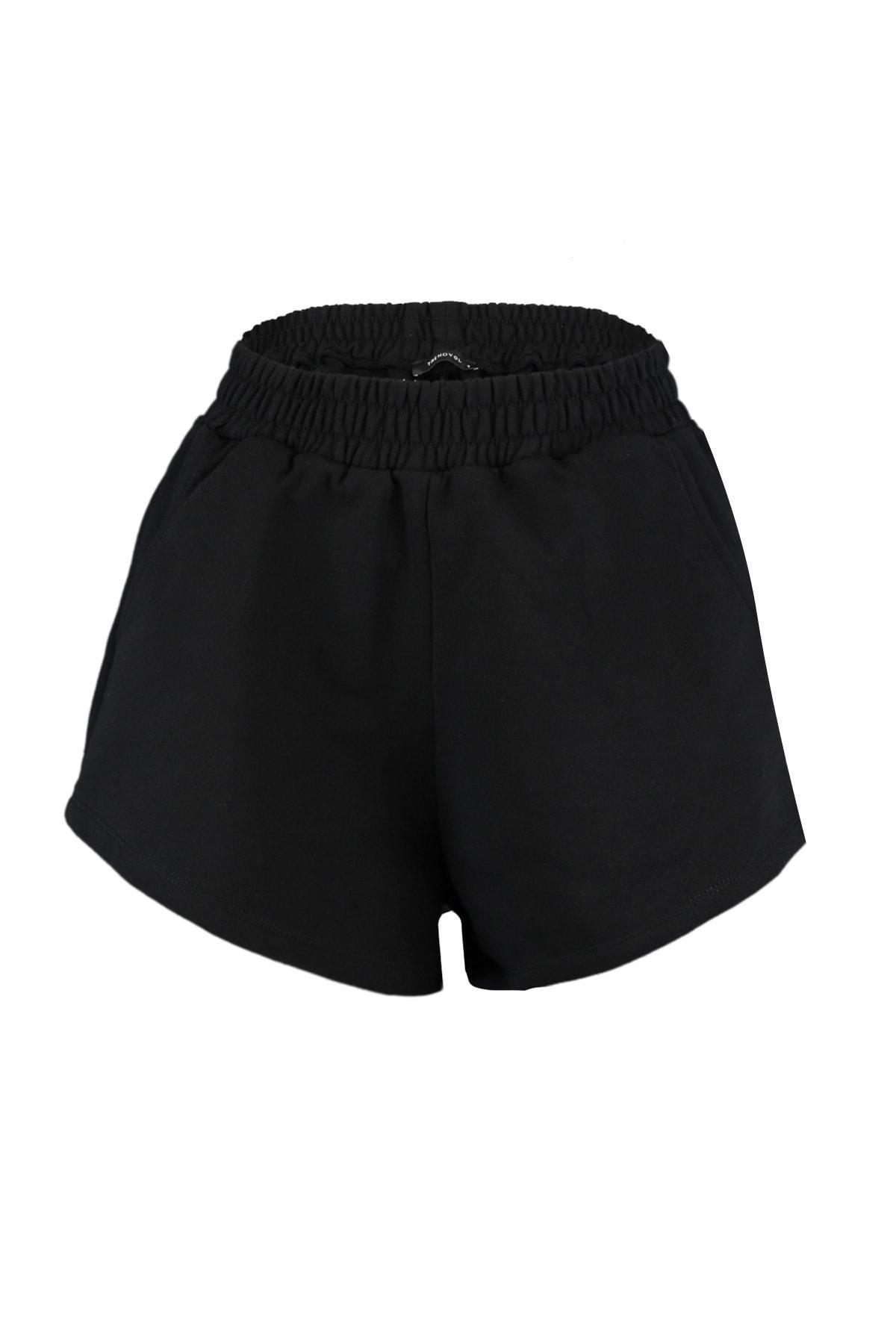 Black Mid Waist Shorts, , large image number 5