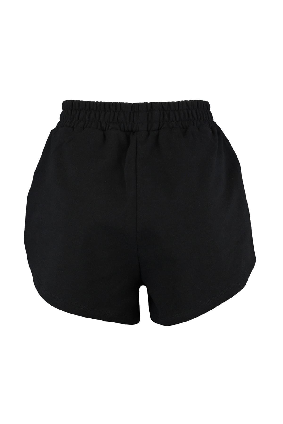 Black Mid Waist Shorts, , large image number 7