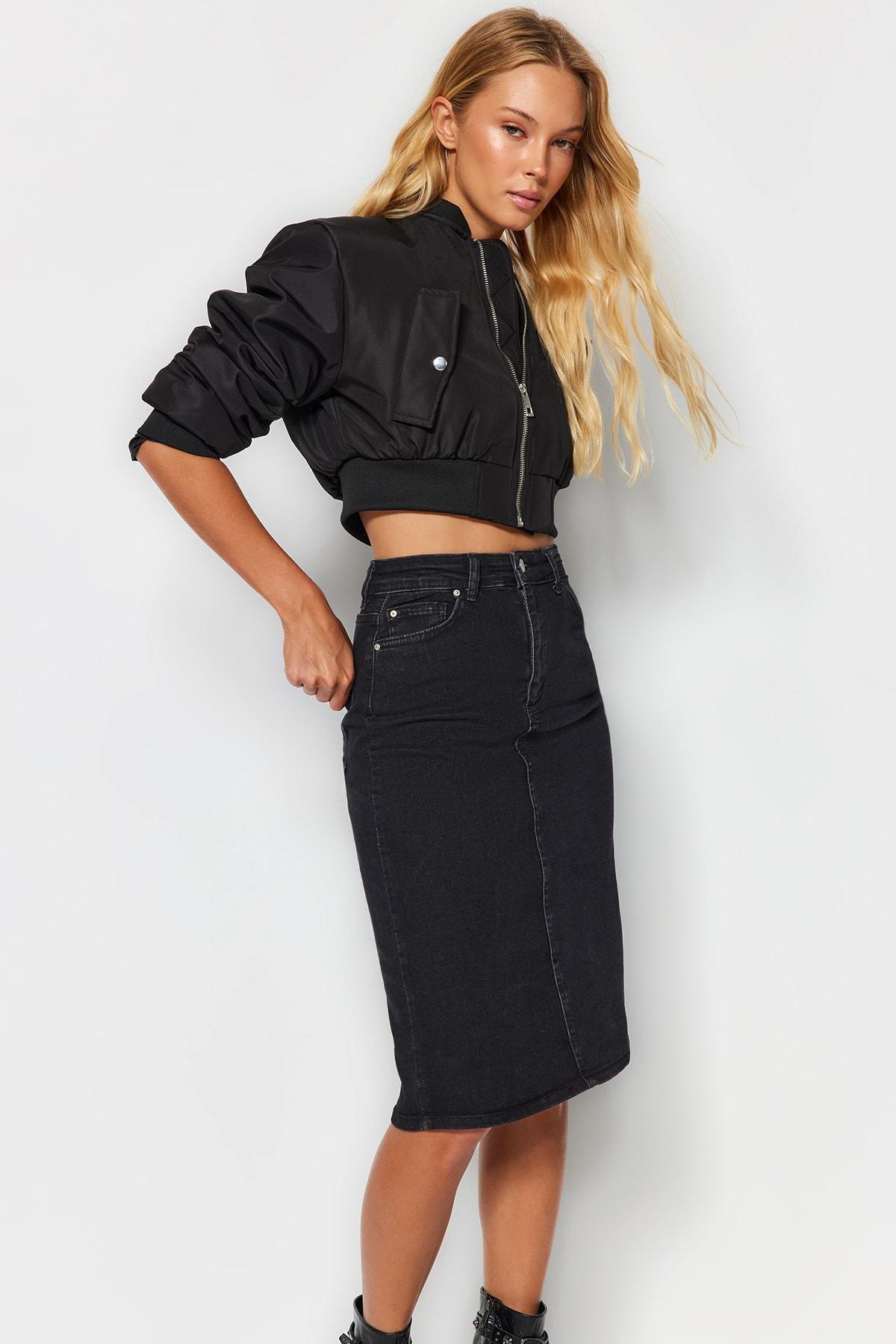 Black Midi Skirt, , large image number 2