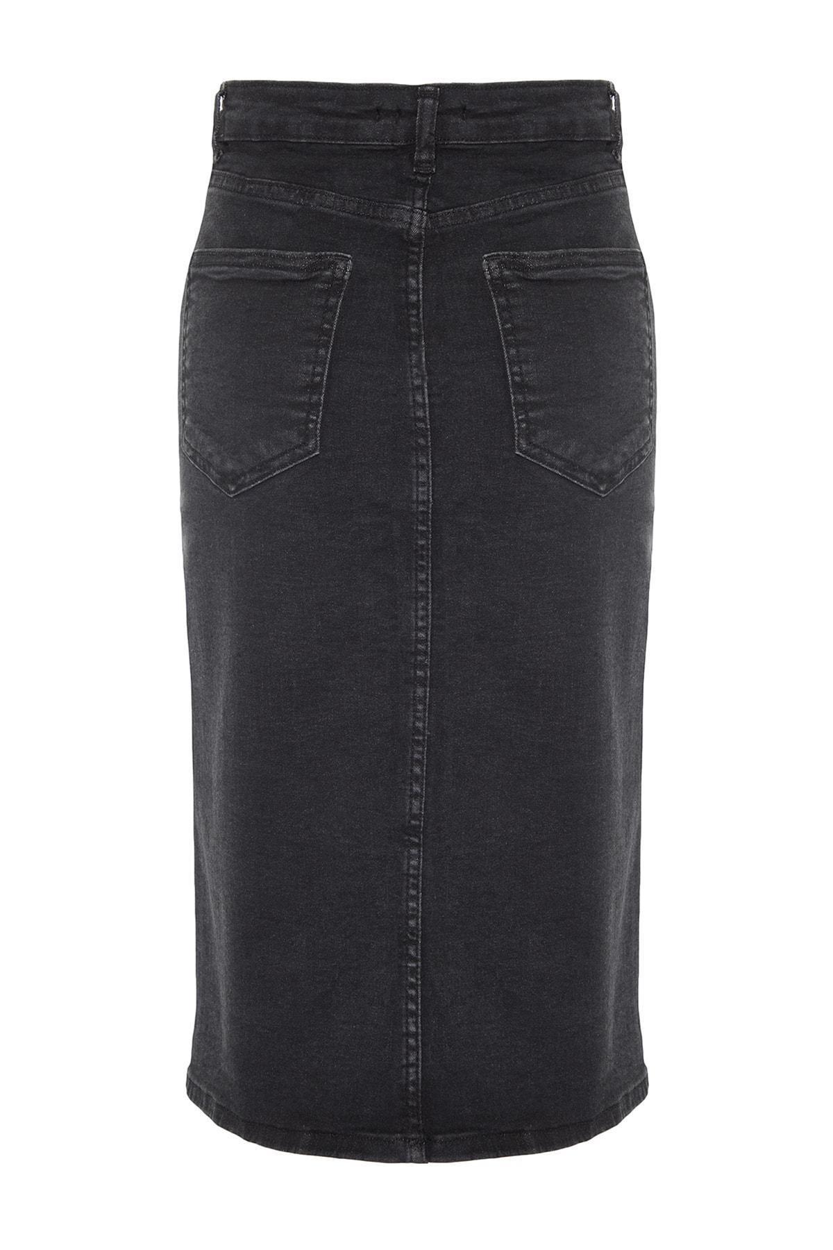 Black Midi Skirt, , large image number 7