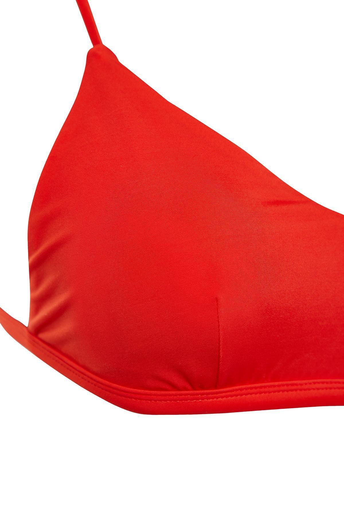 Red Straight Plain Bikini Top, , large image number 7