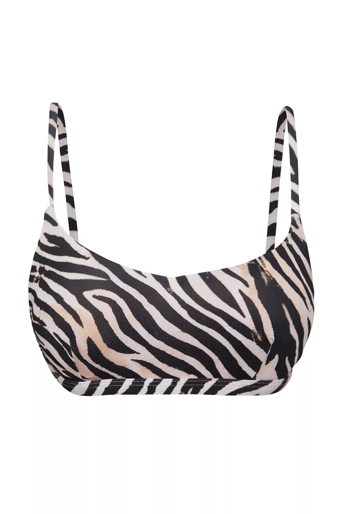 Black Zebra Patterned Bralette Bikini Top, , large image number 4