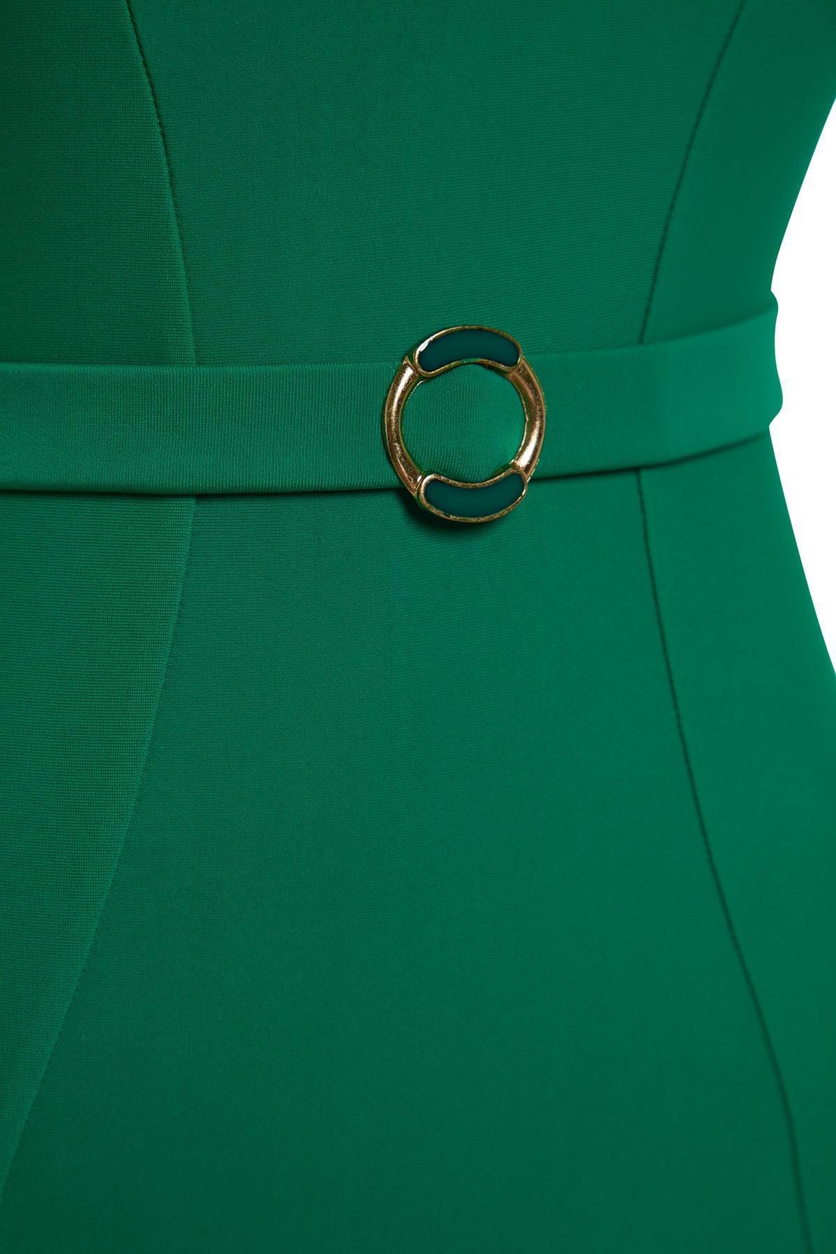Green Belted Strapless Swimsuit, , large image number 5