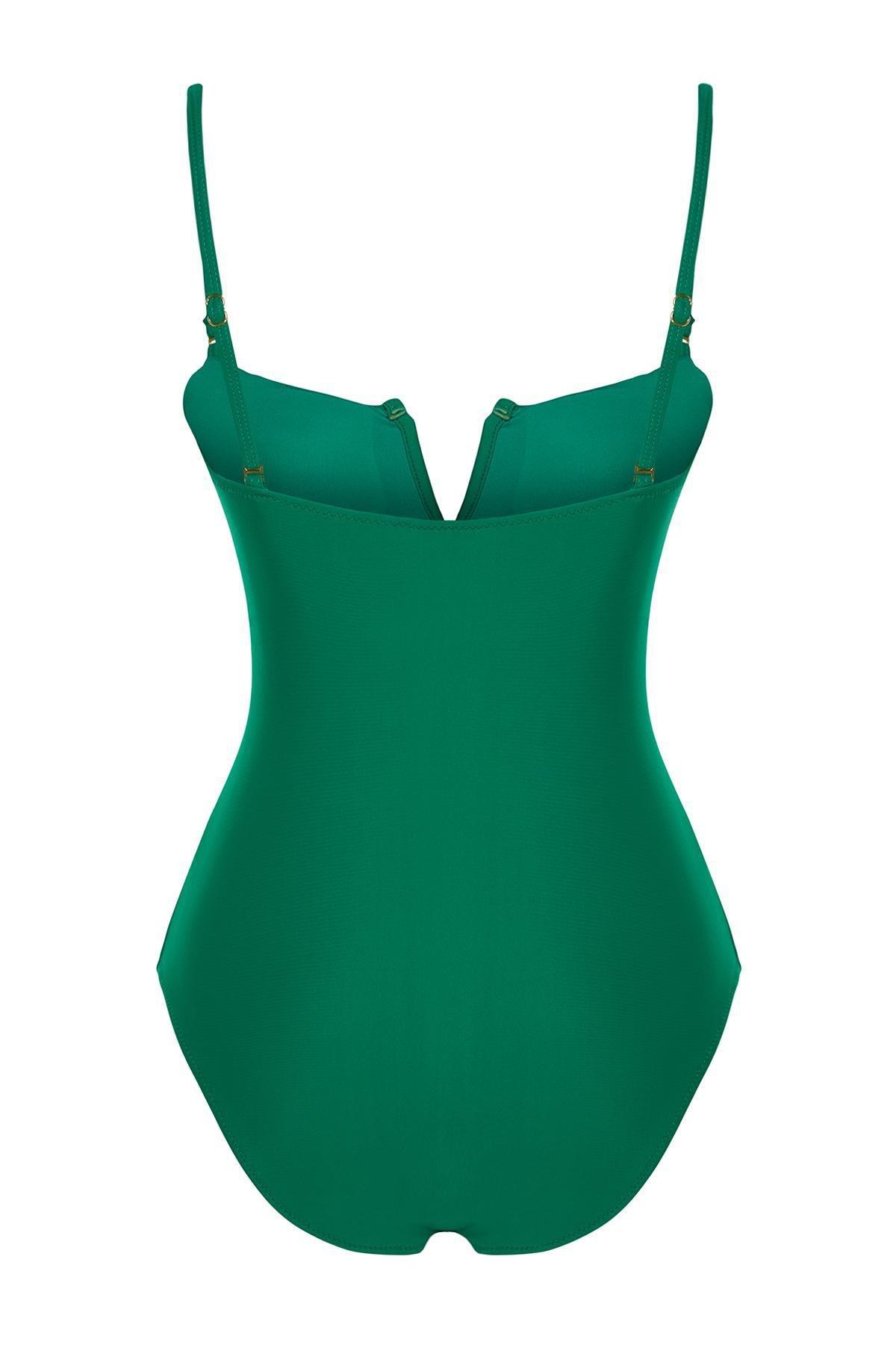 Green Belted Strapless Swimsuit, , large image number 6