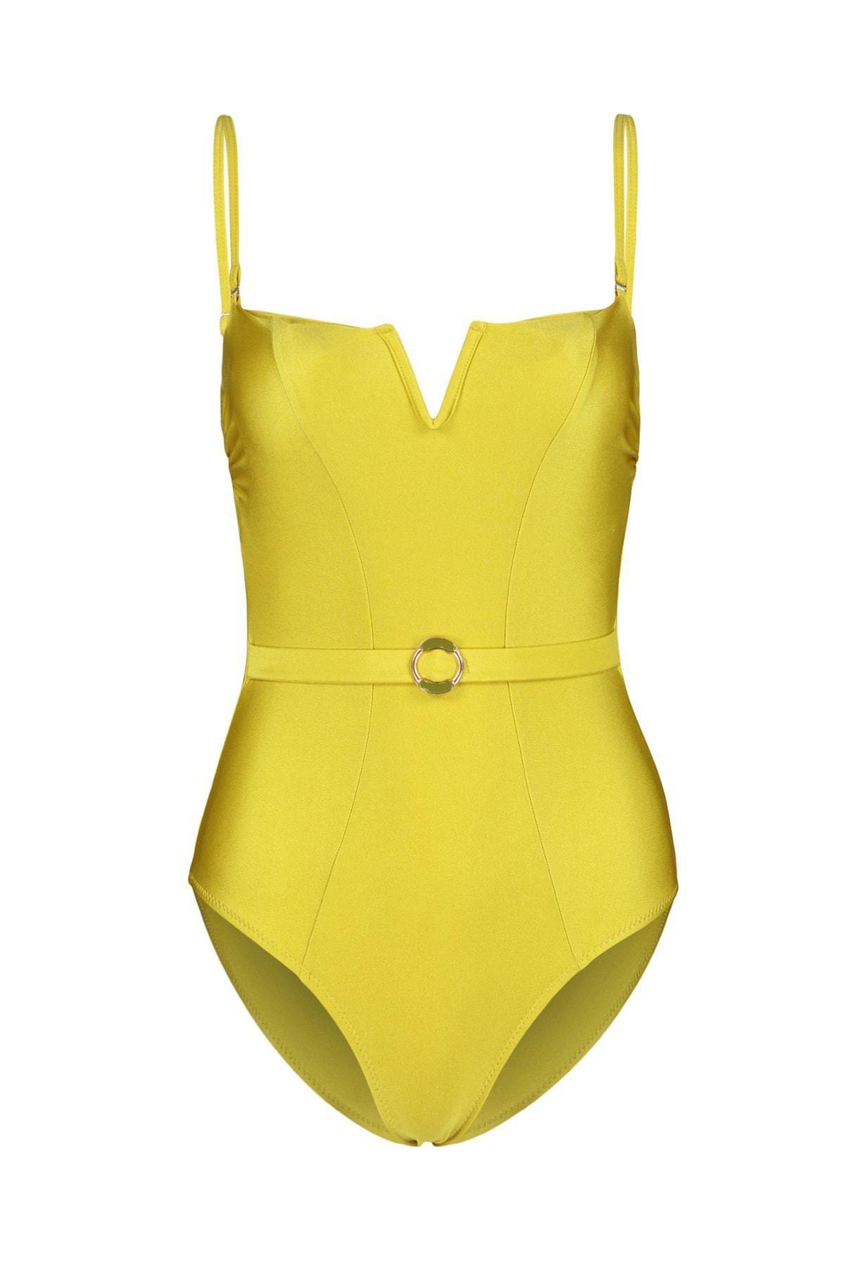 Yellow Plain Swimsuit, , large image number 5