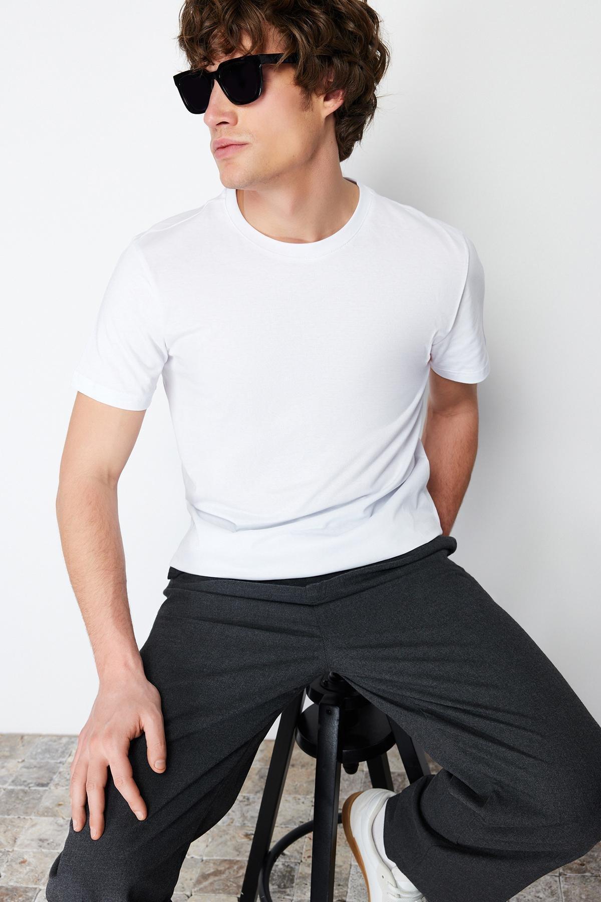 White Crew Neck T-Shirt, , large image number 1