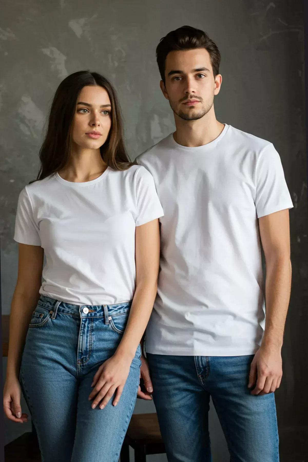 White Crew Neck T-Shirt, , large image number 1