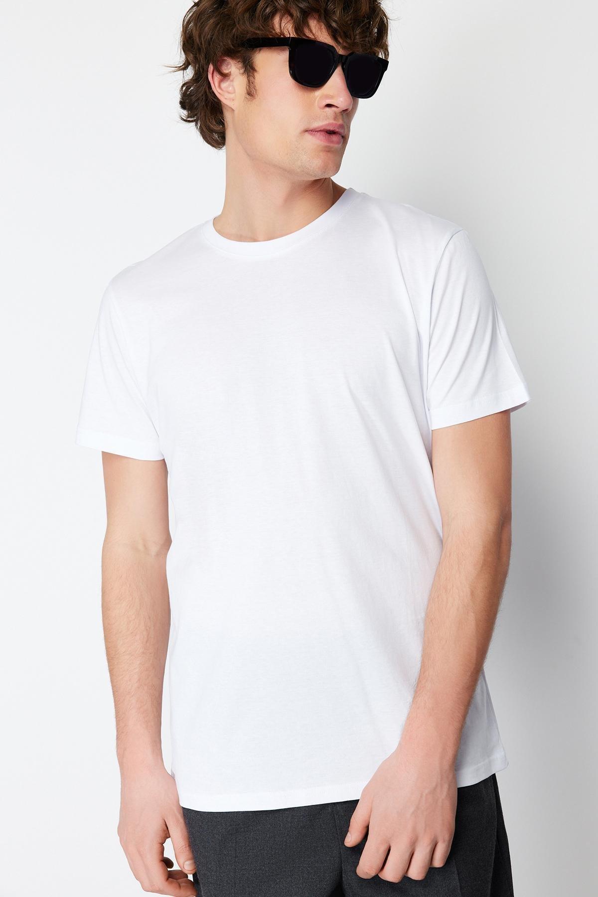 White Crew Neck T-Shirt, , large image number 5