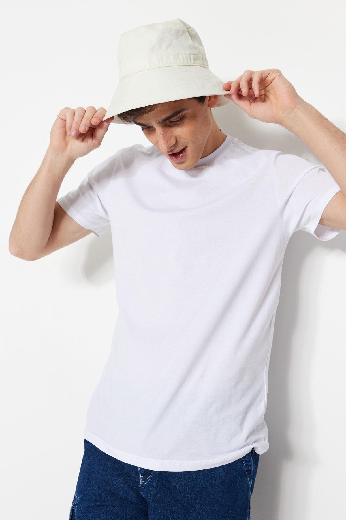 White Crew Neck T-Shirt, , large image number 6