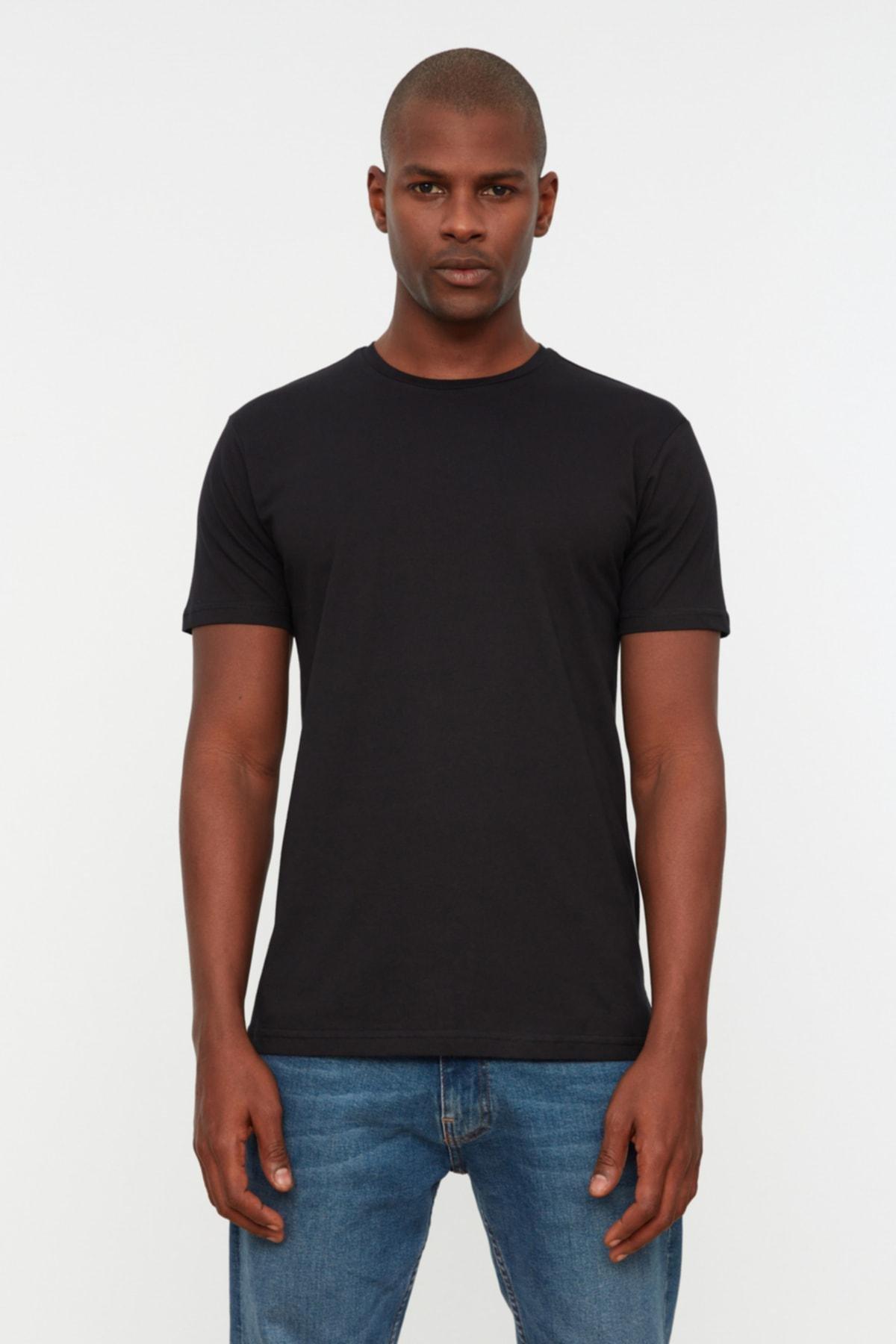 Black Regular Crew Neck Tshirt, , medium