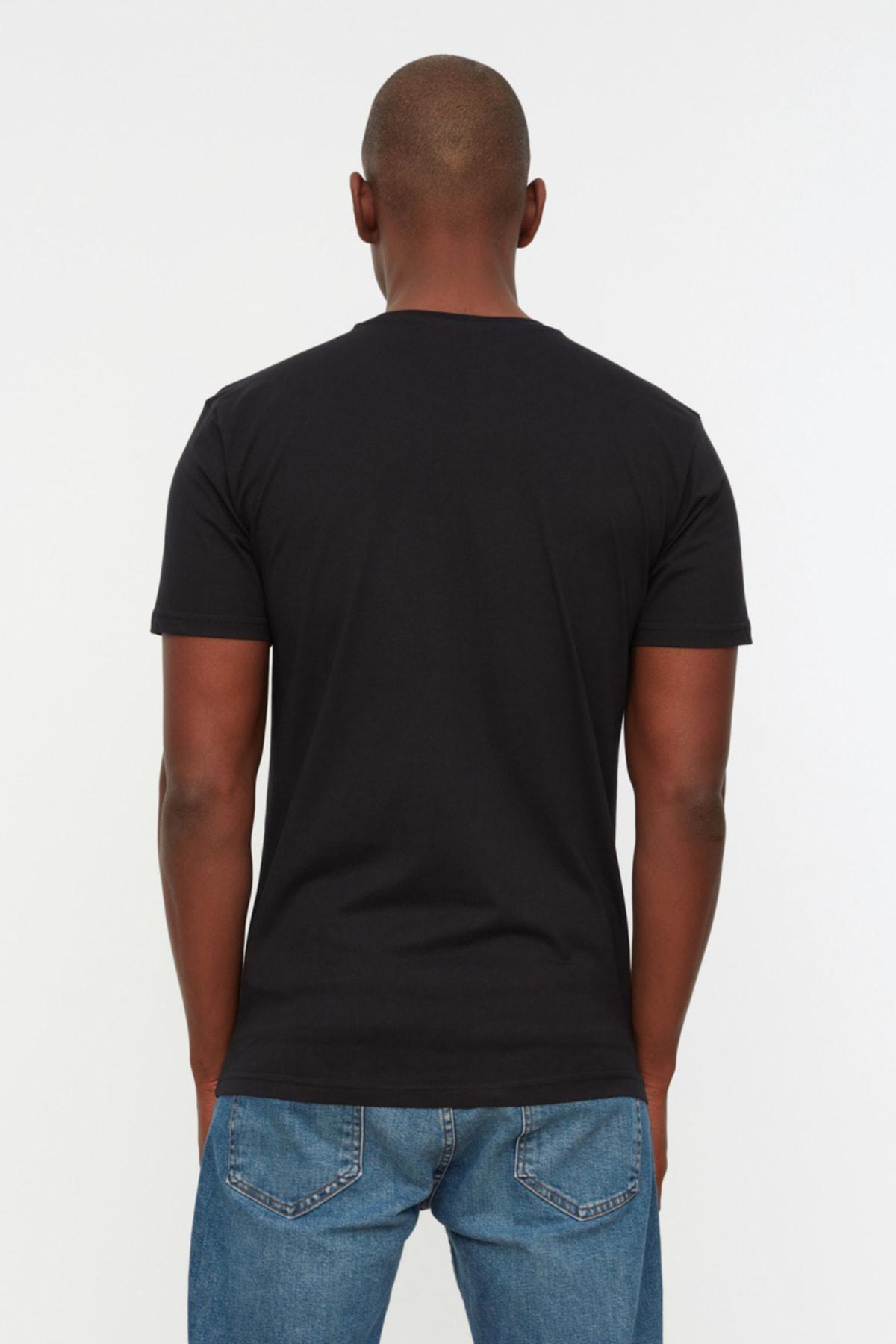 Black Regular Crew Neck Tshirt, Black, large image number 3