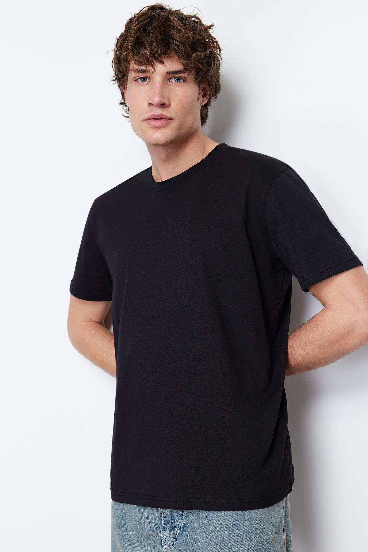 Black Regular Crew Neck Tshirt, , large image number 5