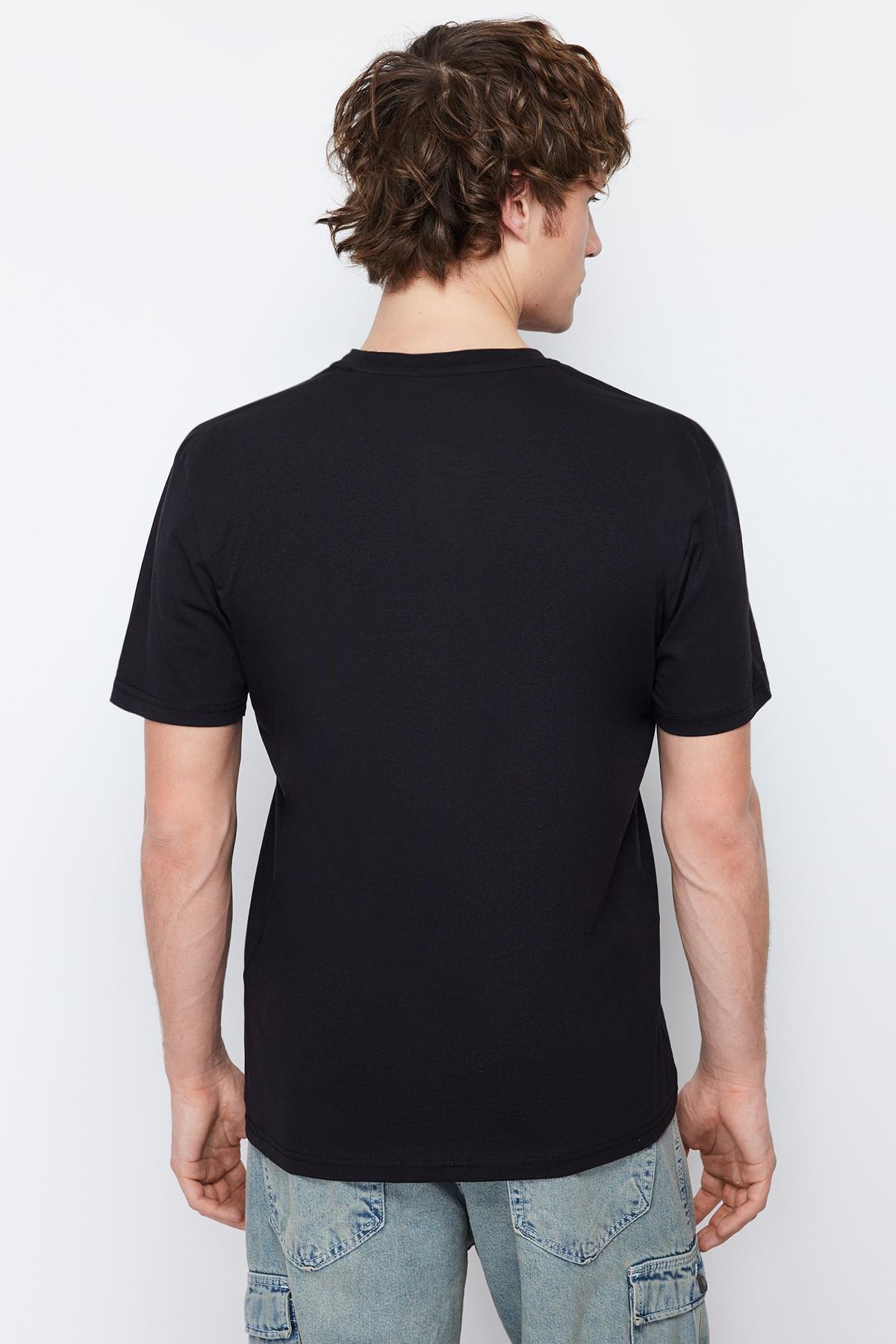 Black Regular Crew Neck Tshirt, Black, large image number 6