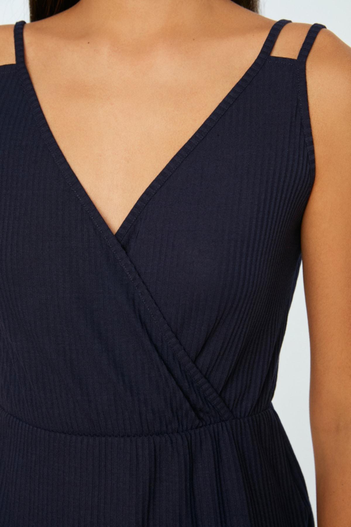 Navy Sleeveless V-Neck Pajama Set, , large image number 3