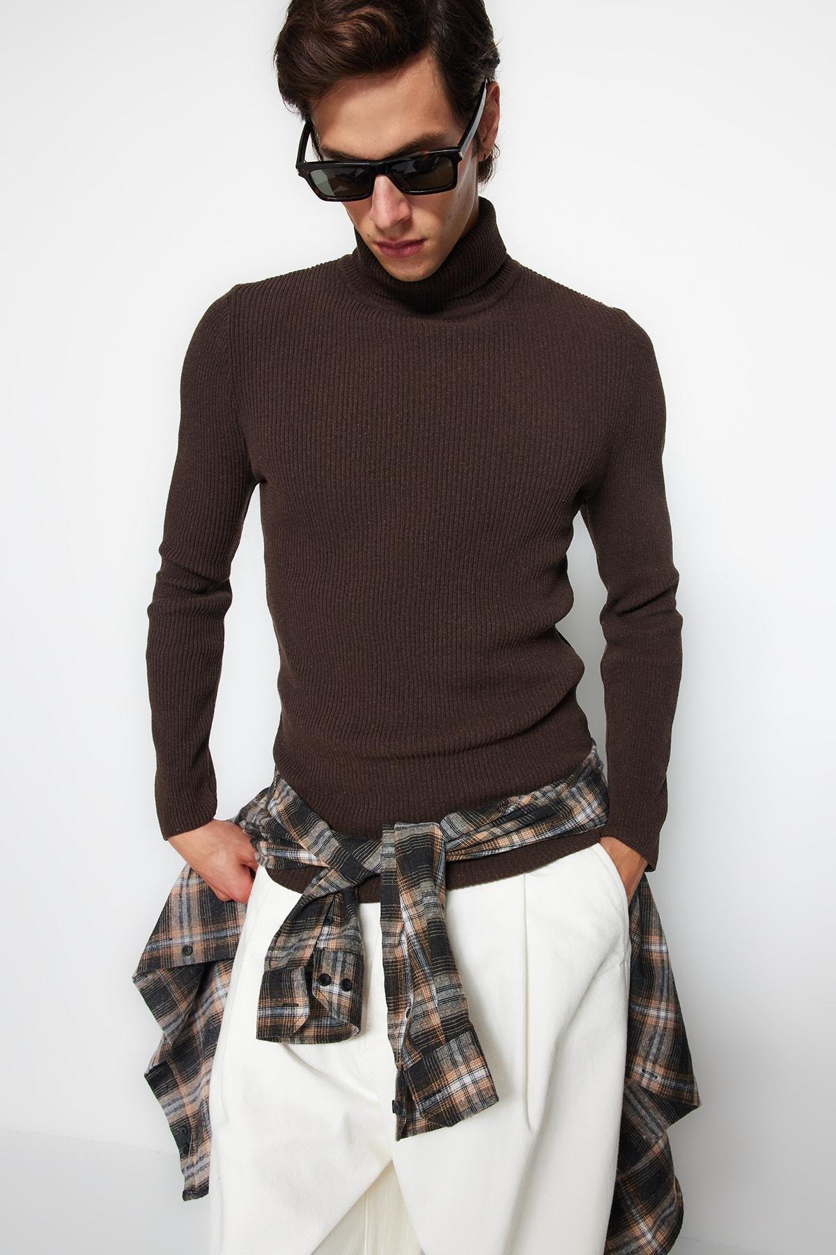Brown Fitted Sweater, , large image number 0
