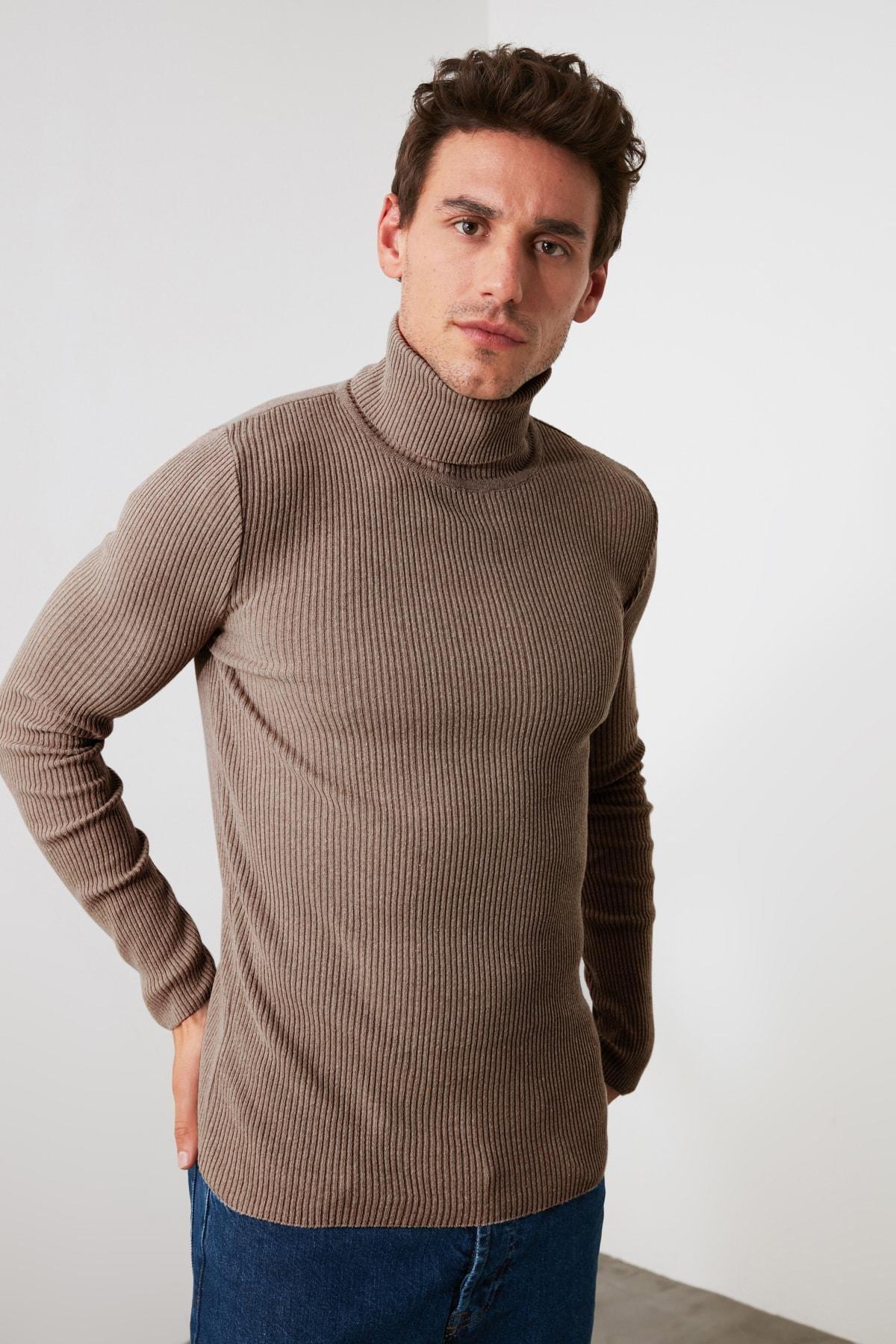 Brown Fitted Sweater, , large image number 1