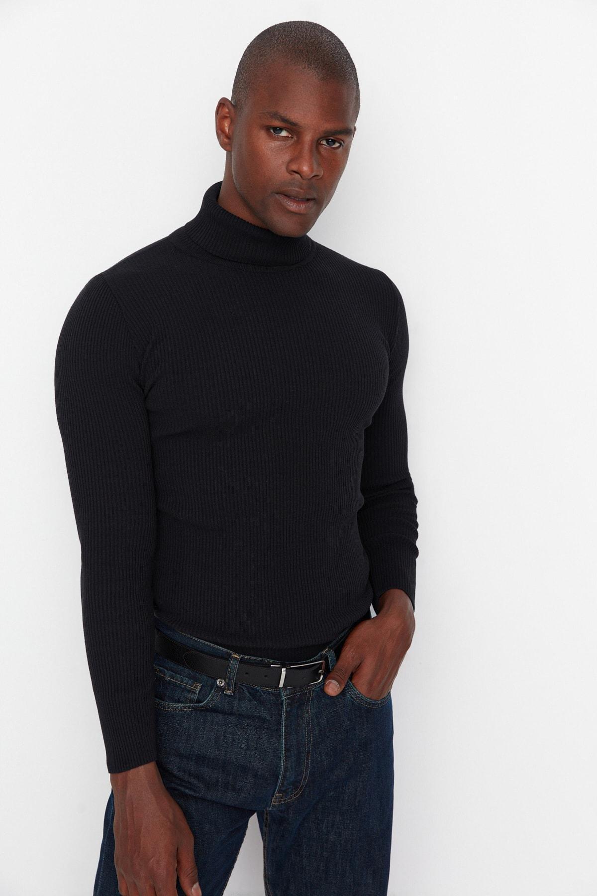 Black Turtleneck Sweater, Black, medium