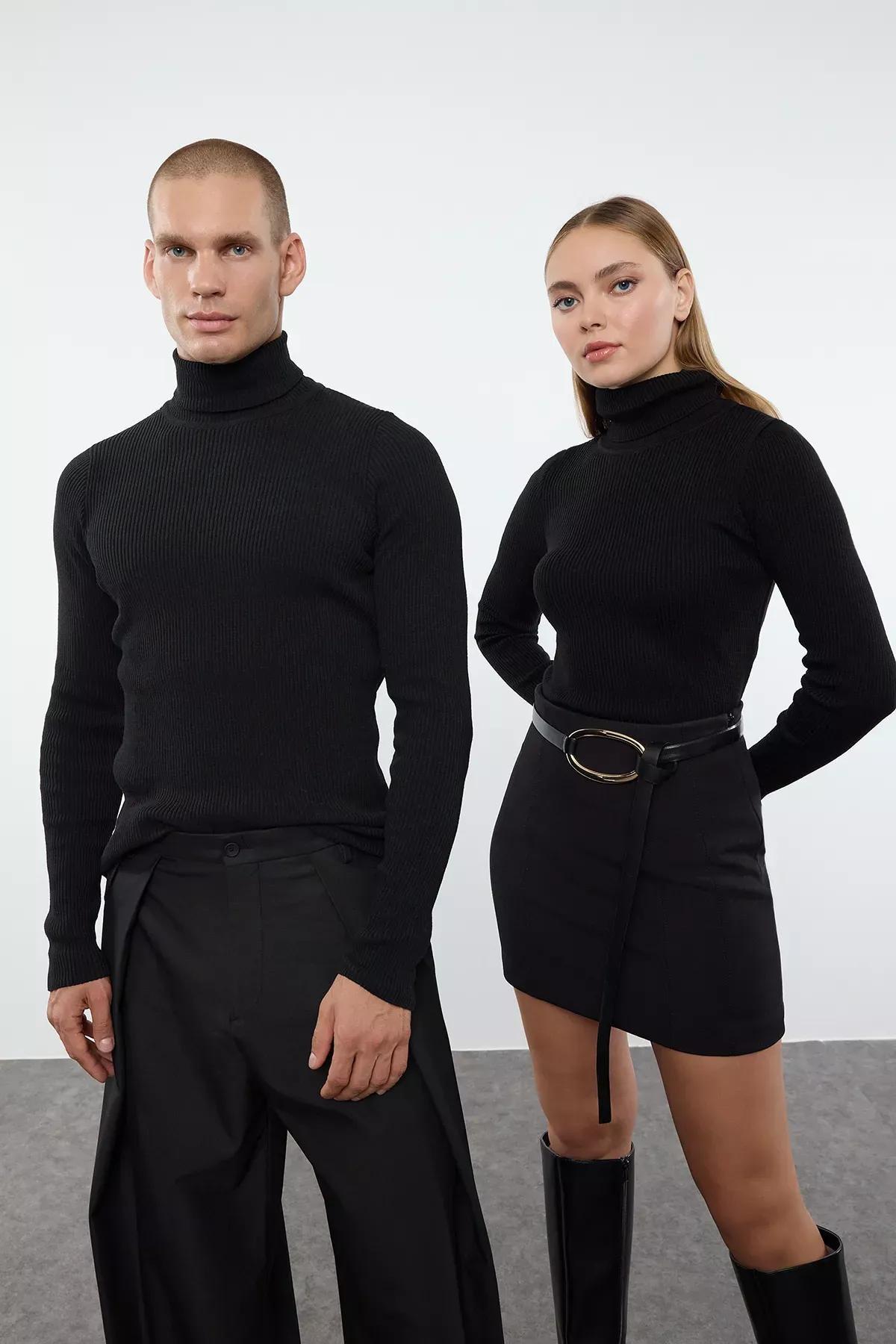 Black Turtleneck Sweater, Black, medium