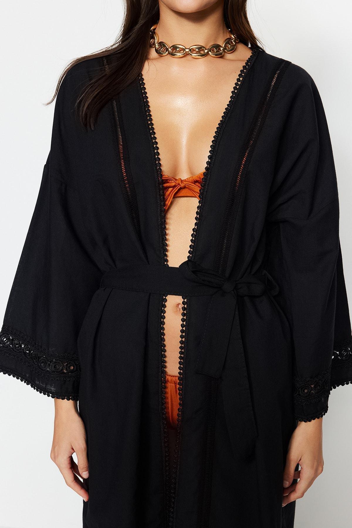 Black Off-Shoulder V-Neck Kaftan, , large image number 2