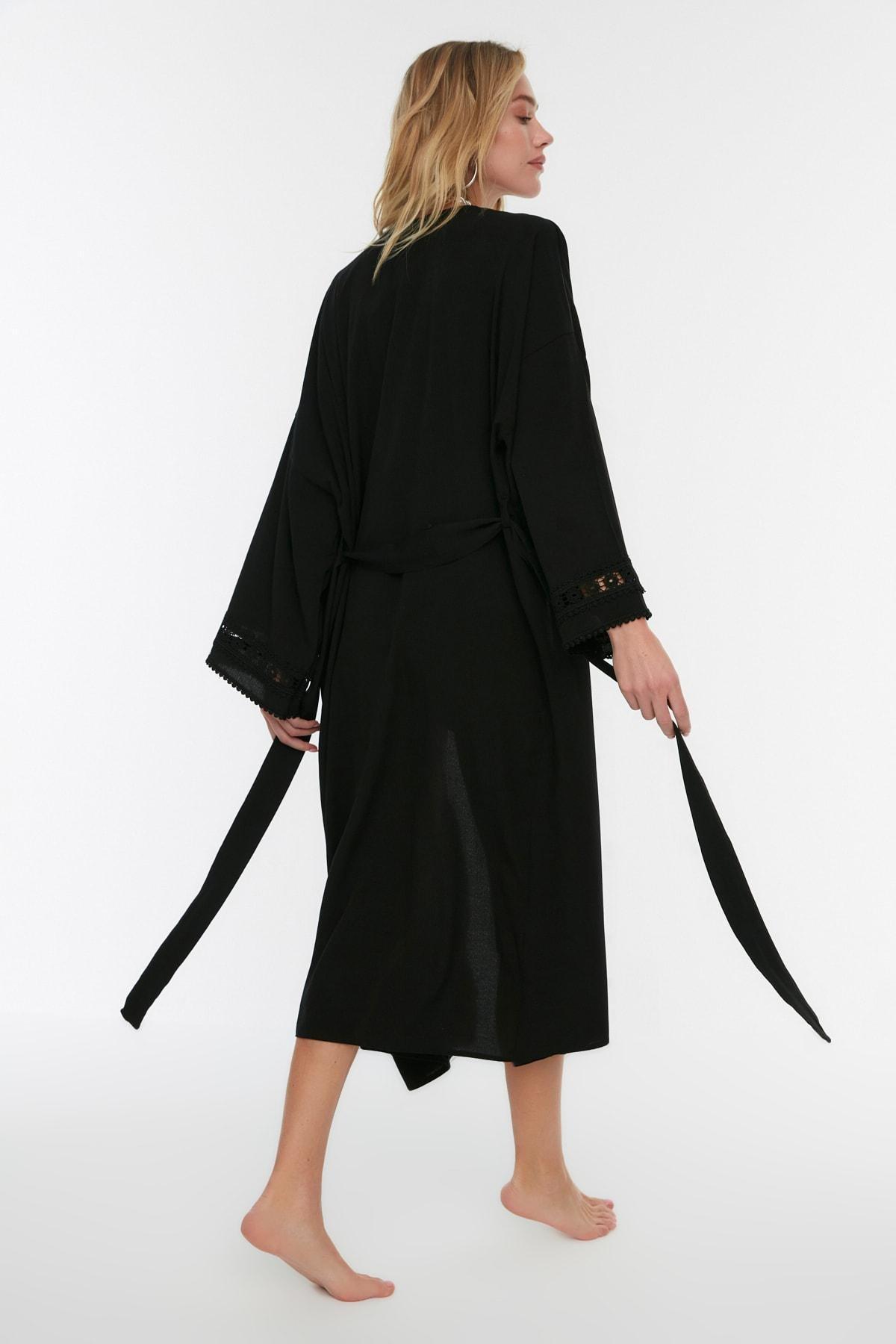 Black Off-Shoulder V-Neck Kaftan, , large image number 6
