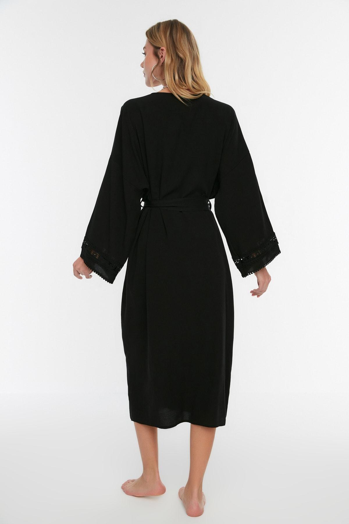 Black Off-Shoulder V-Neck Kaftan, , large image number 8