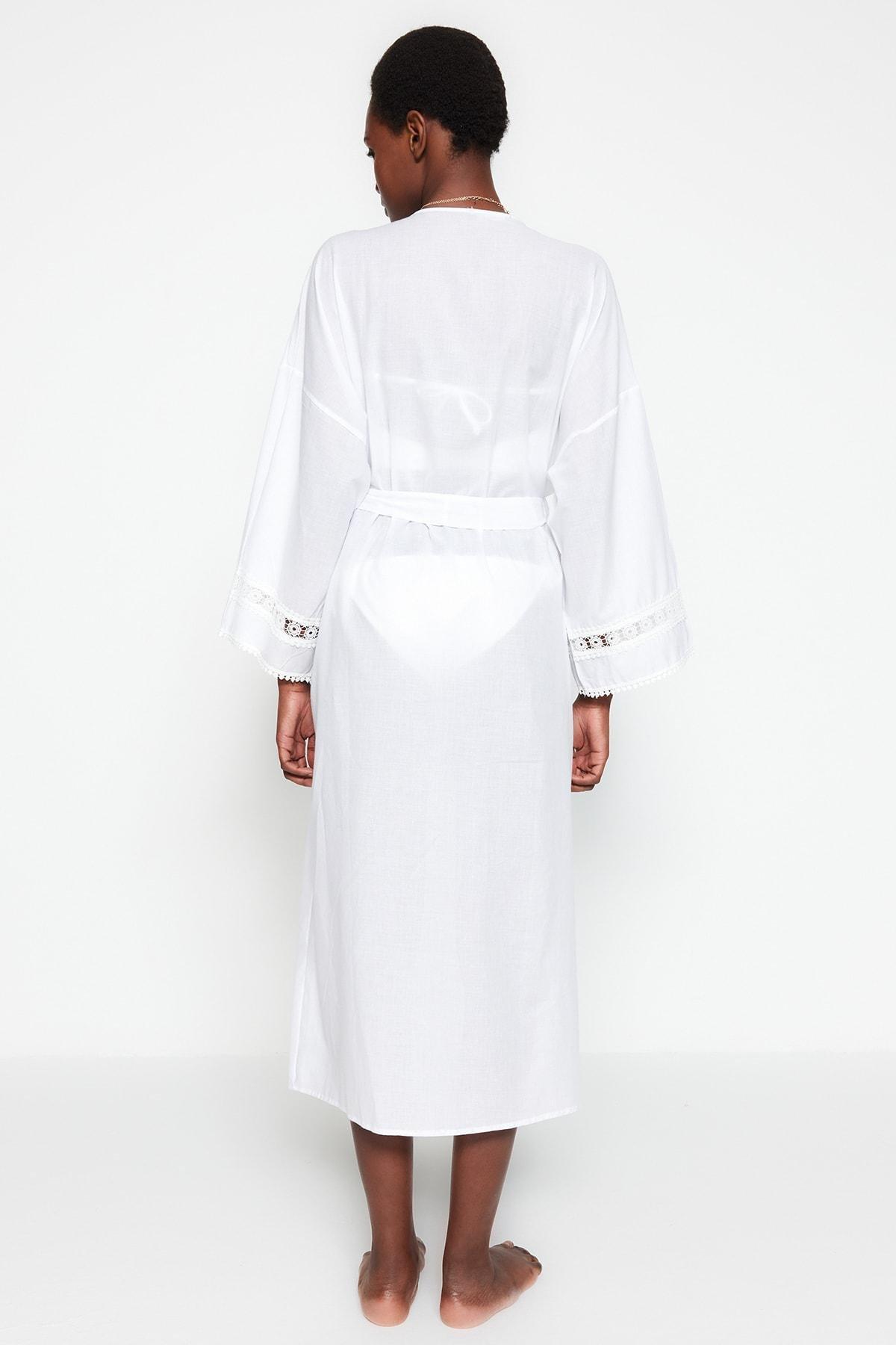Ecru Lapel Collar Kimono, , large image number 3