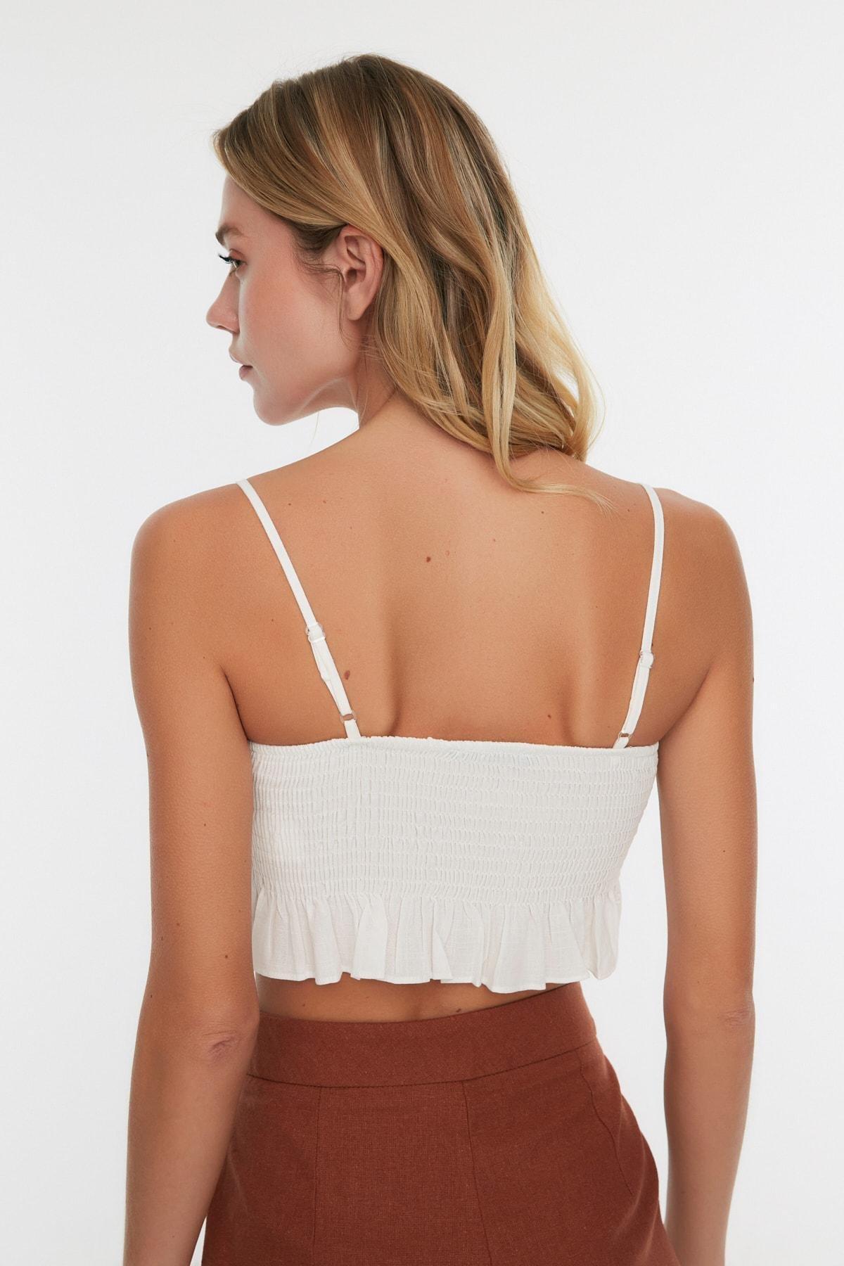 White V-Neck Blouse, White, large image number 3