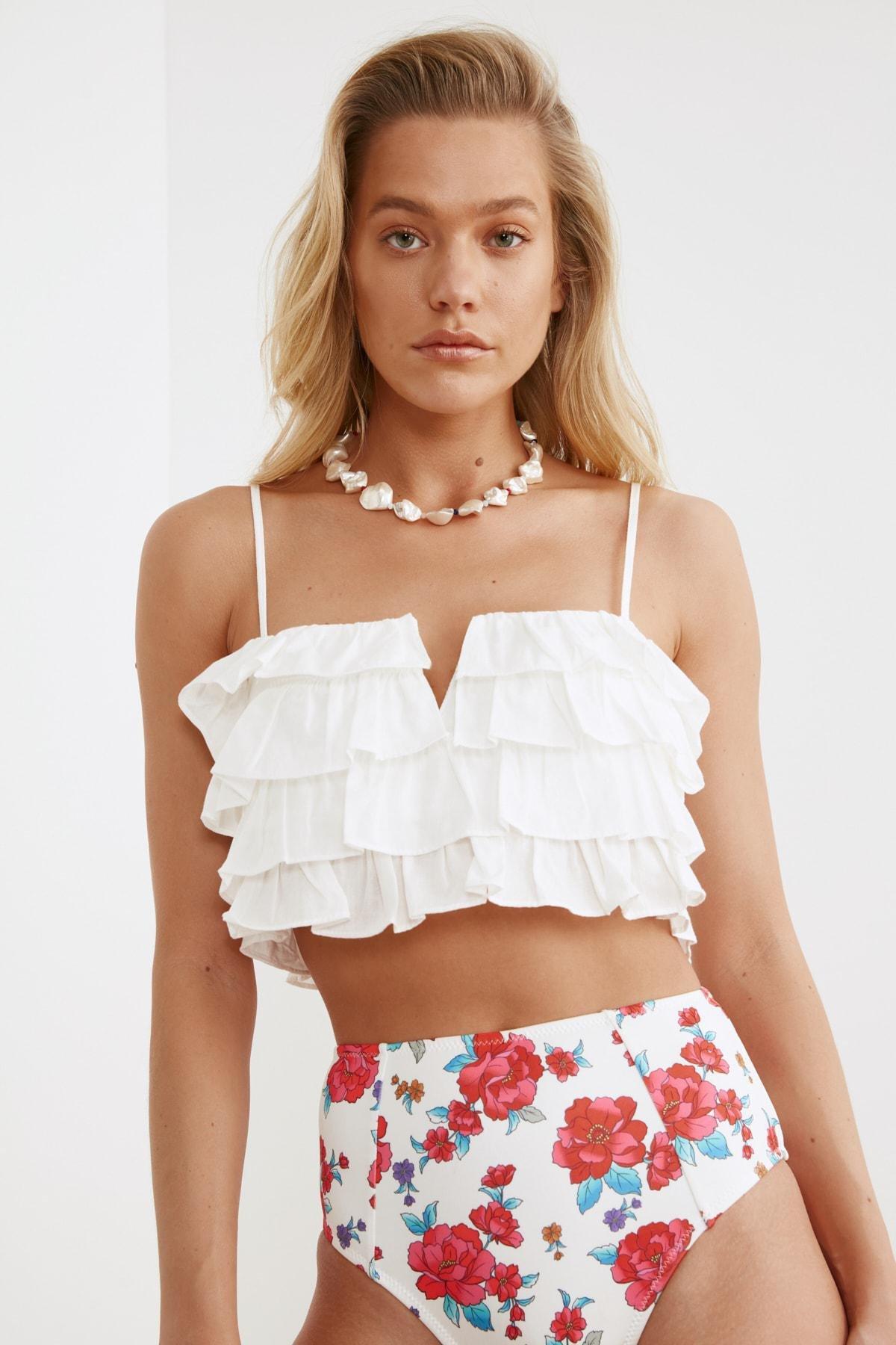 White V-Neck Blouse, White, large image number 5