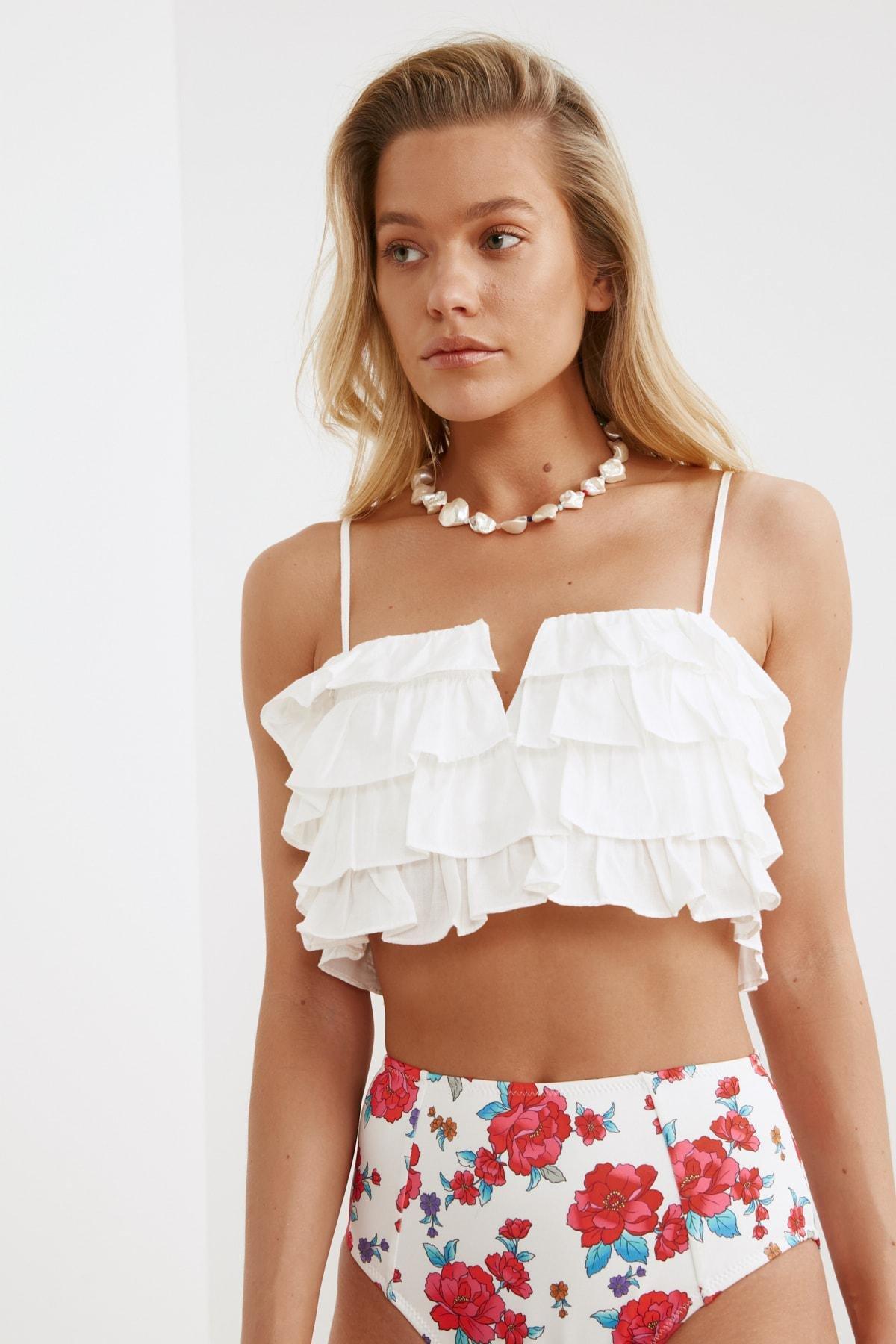 White V-Neck Blouse, White, large image number 8