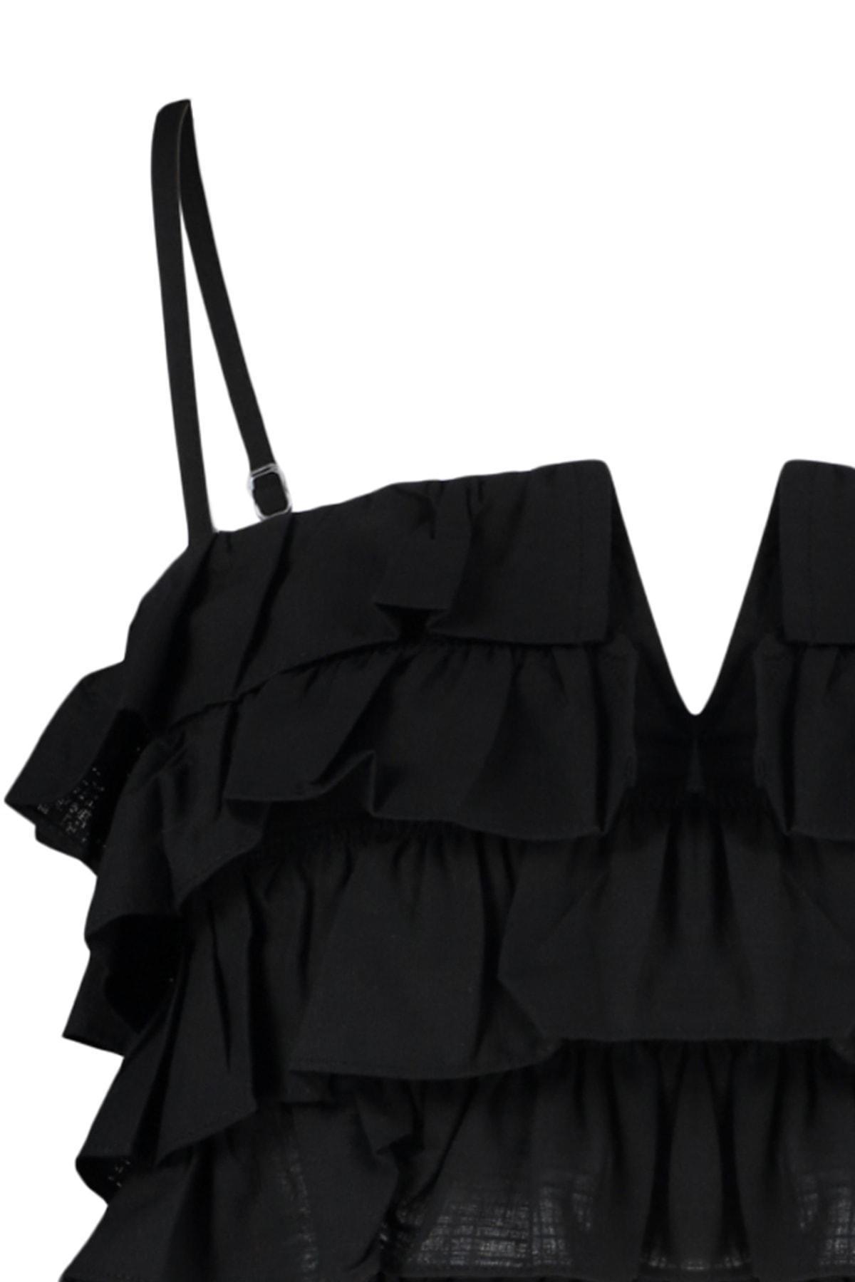 Black Crew Neck Blouse, Black, large image number 5