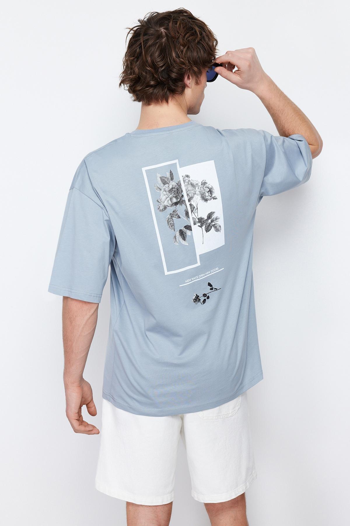 Gray Printed Oversize T-Shirt, , large image number 4