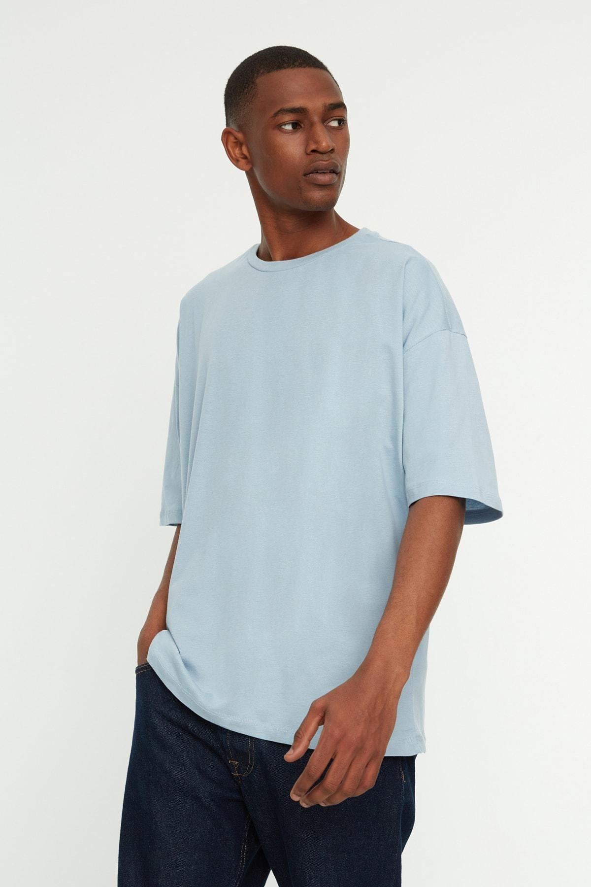 Blue Printed Oversize T-Shirt, , large image number 1
