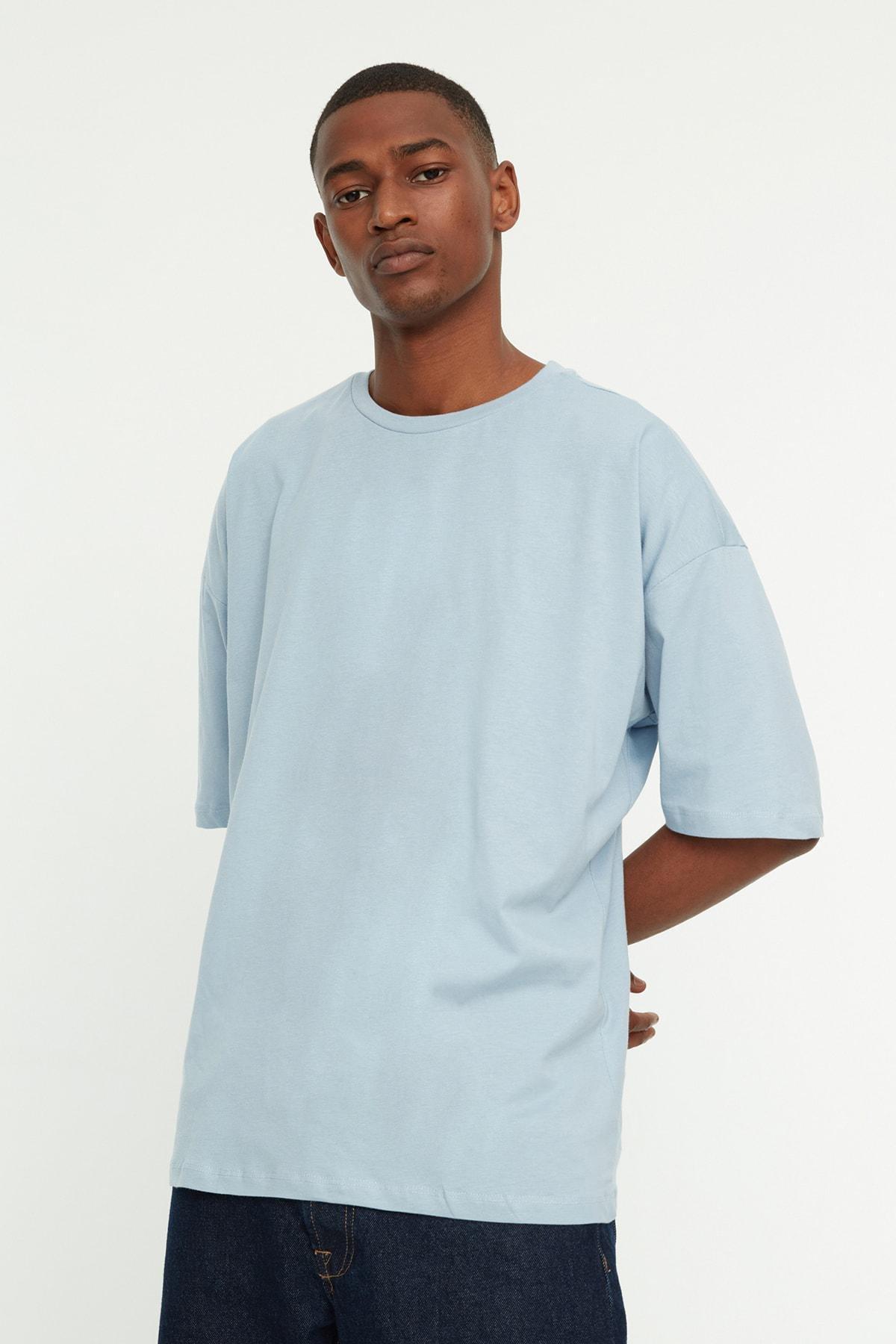 Blue Printed Oversize T-Shirt, , large image number 2