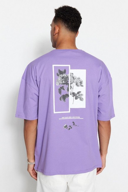 Trendyol - Purple Oversized Printed T-Shirt