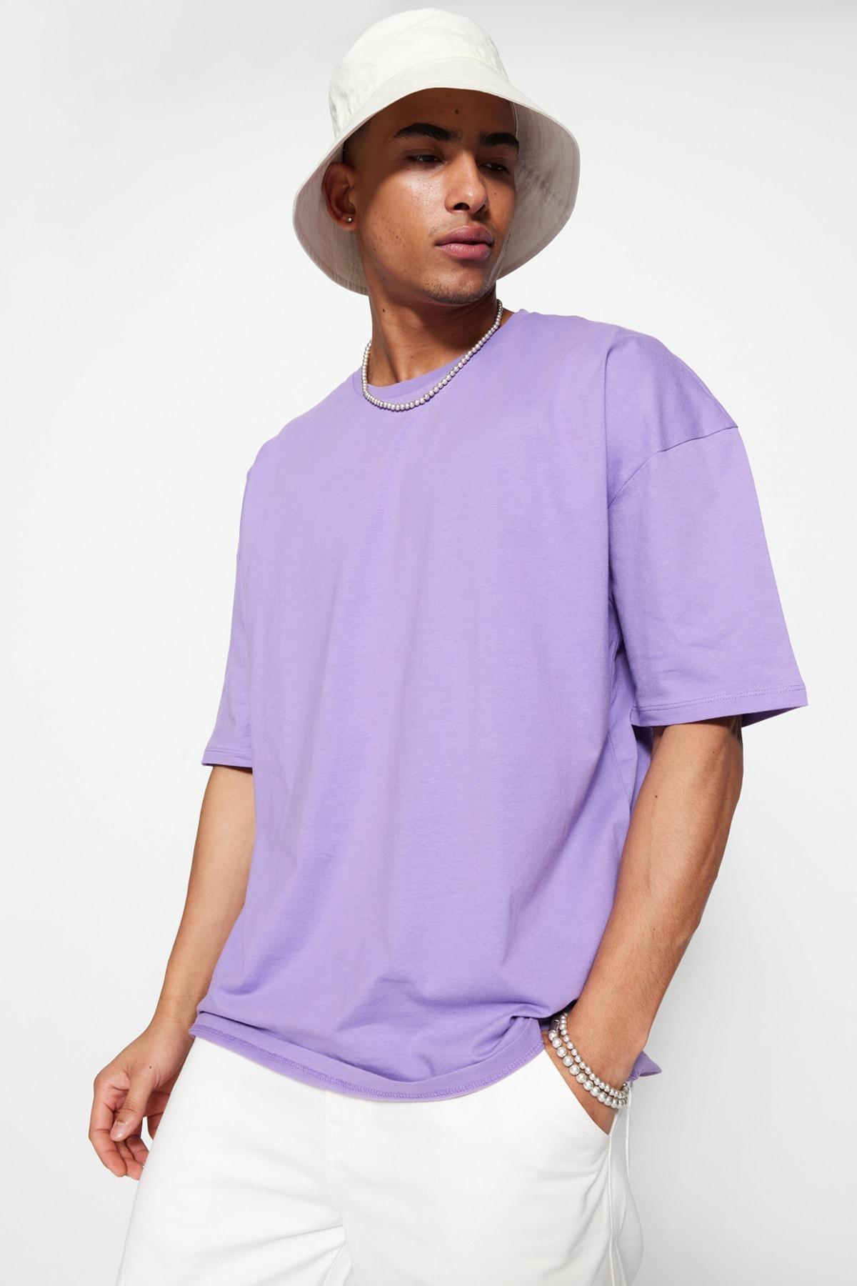 Trendyol - Purple Oversized Printed T-Shirt