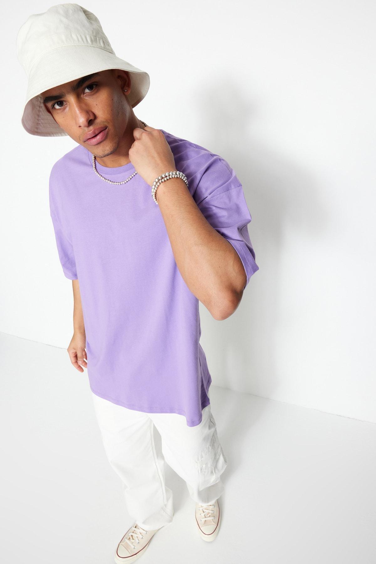 Trendyol - Purple Oversized Printed T-Shirt