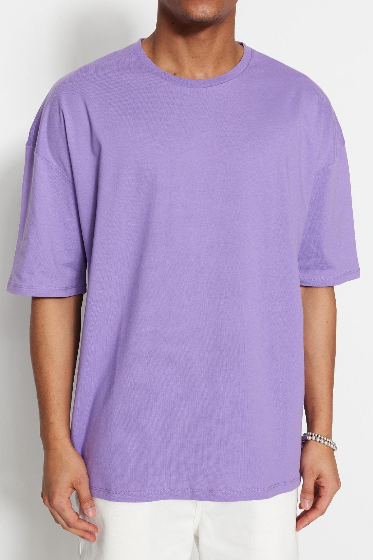 Trendyol - Purple Oversized Printed T-Shirt