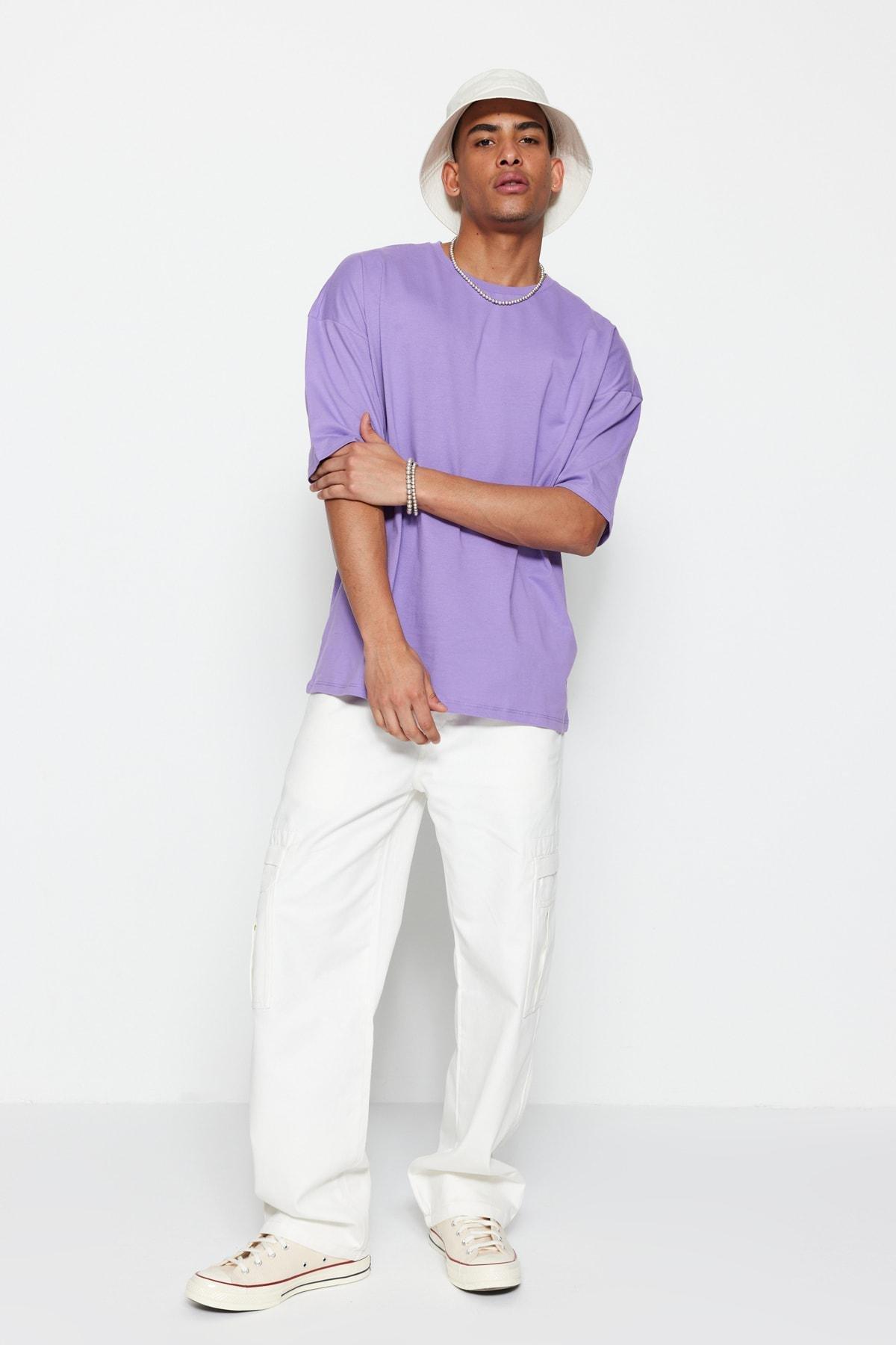 Trendyol - Purple Oversized Printed T-Shirt