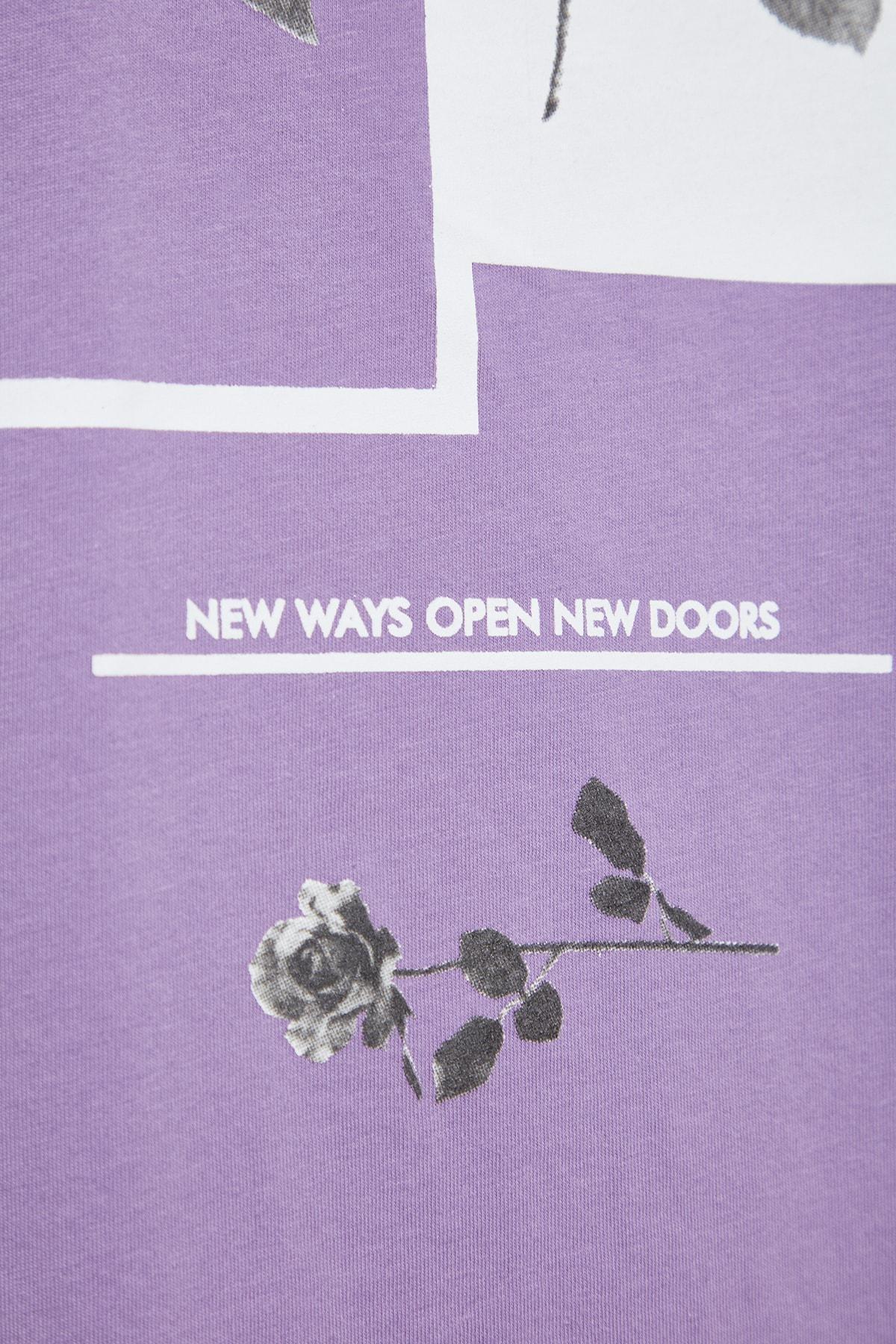 Purple Oversized Printed T-Shirt, , large image number 7
